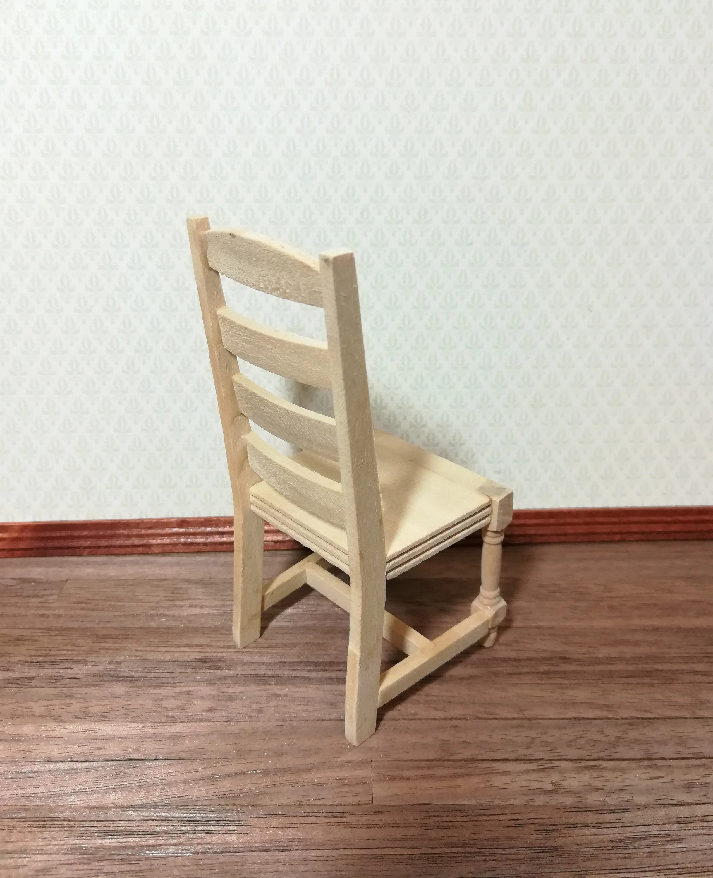 Dollhouse Miniature Chair Unpainted Ladderback for Kitchen or Dining Room 1:12 - Image 3
