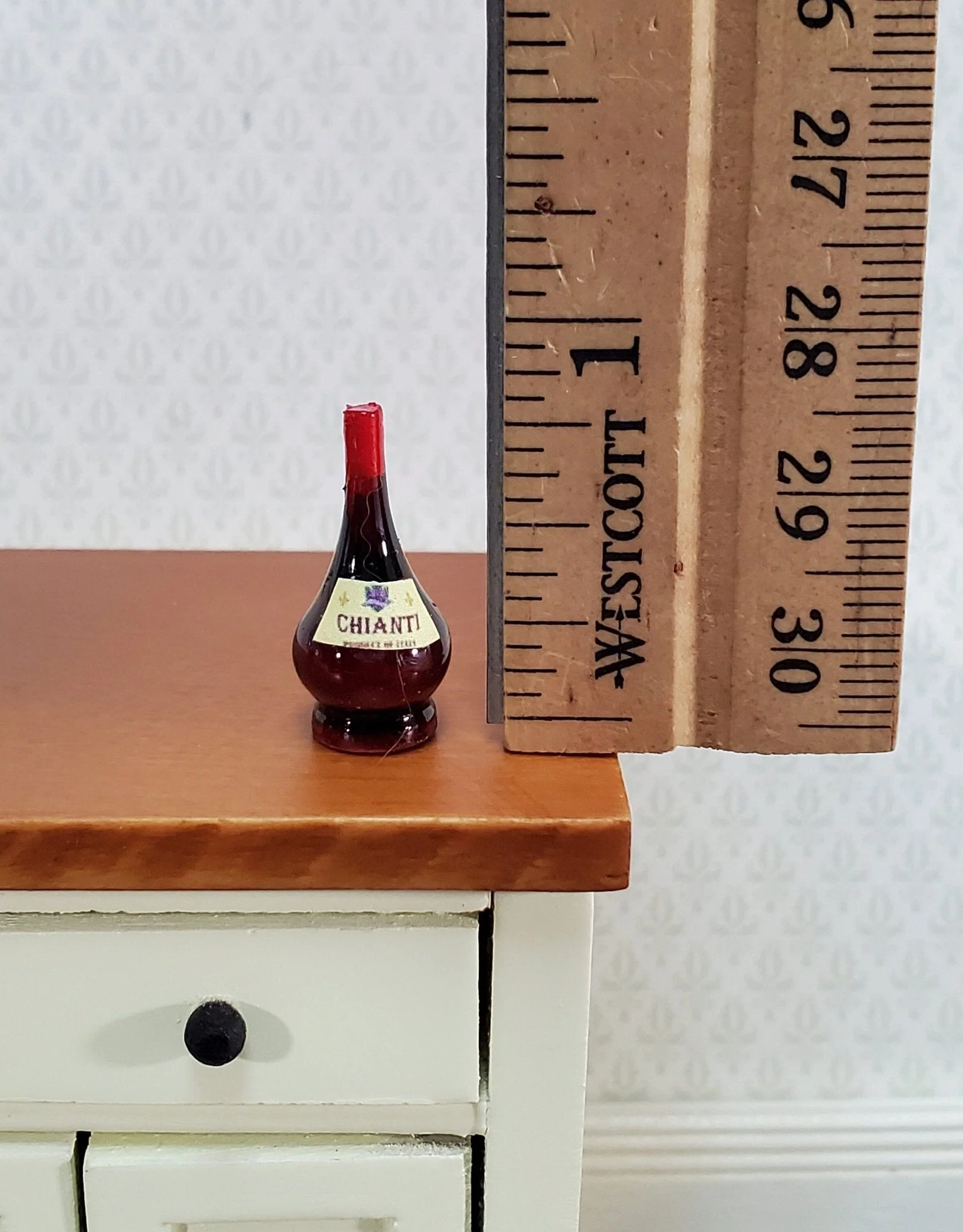 Dollhouse Miniature Chianti Wine Bottle 1:12 Scale Kitchen Accessory Beverages - Image 2