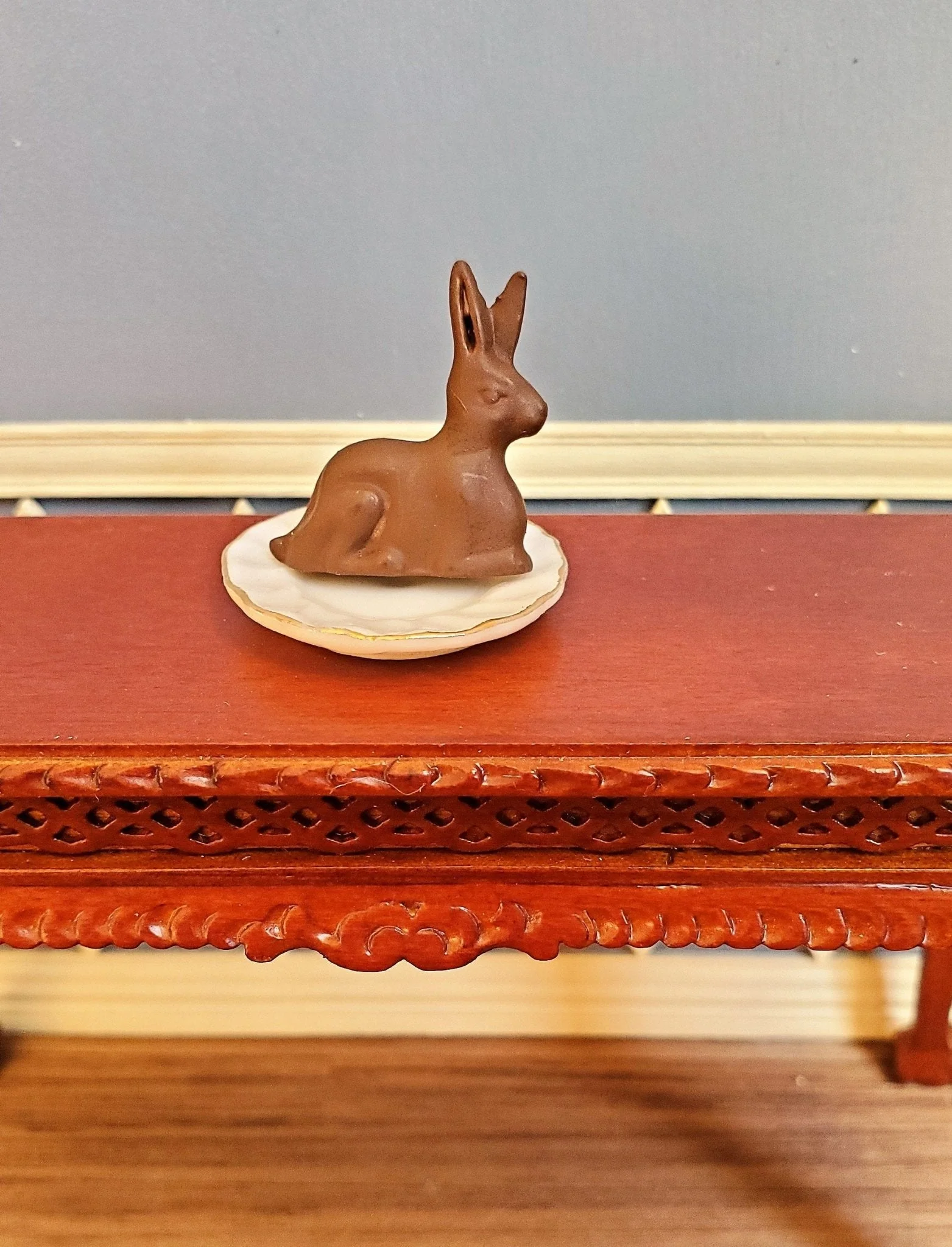 Dollhouse Miniature "Chocolate" Easter Bunny Rabbit 1:12 Scale 3/4" tall - Image 3