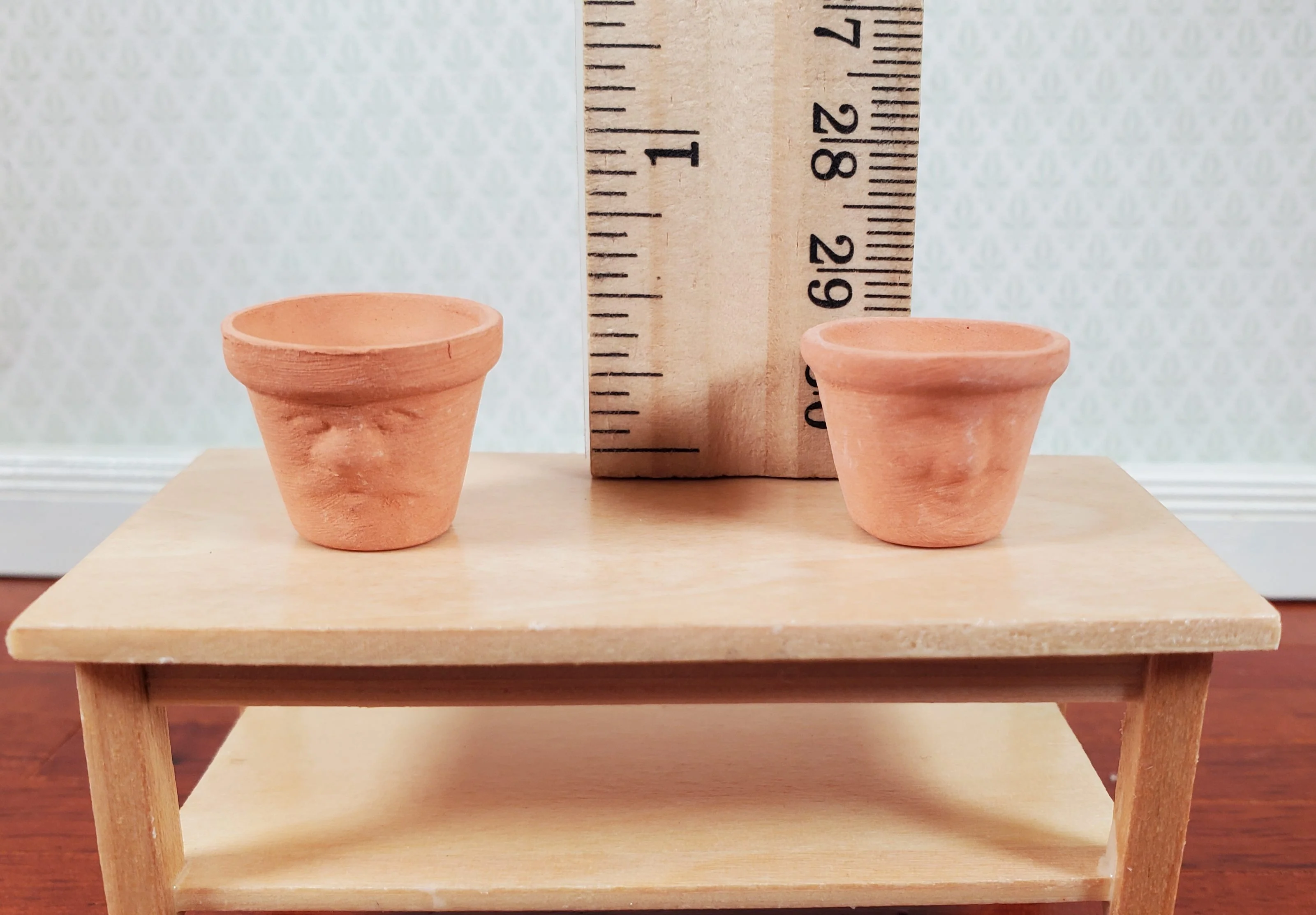 Dollhouse Miniature Clay Pots with Faces Garden Planters Set of 2 1:12 Scale - Image 3