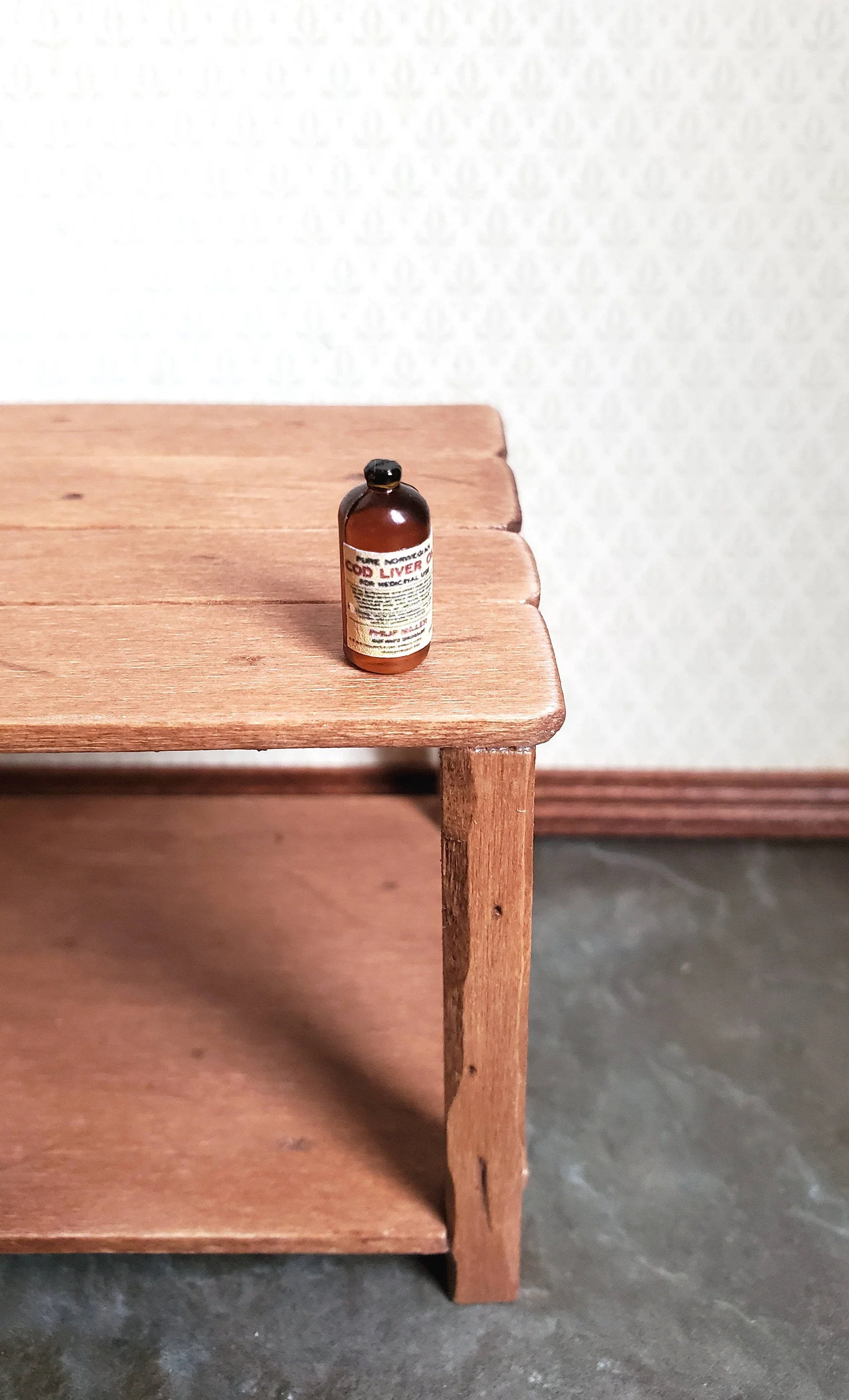Dollhouse Miniature Cod Liver Oil Old Fashion Style 1:12 Scale Food Groceries Kitchen