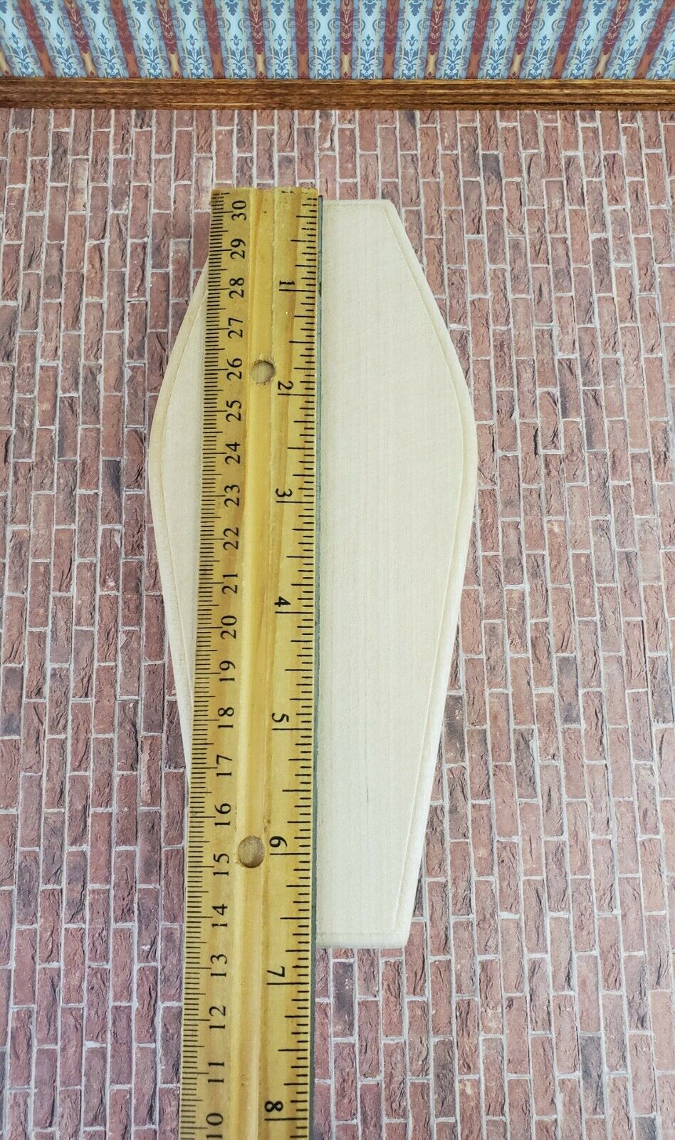 Dollhouse Miniature Coffin Opens Lined Unpainted Wood 1:12 Scale 6 3/4" - Image 6