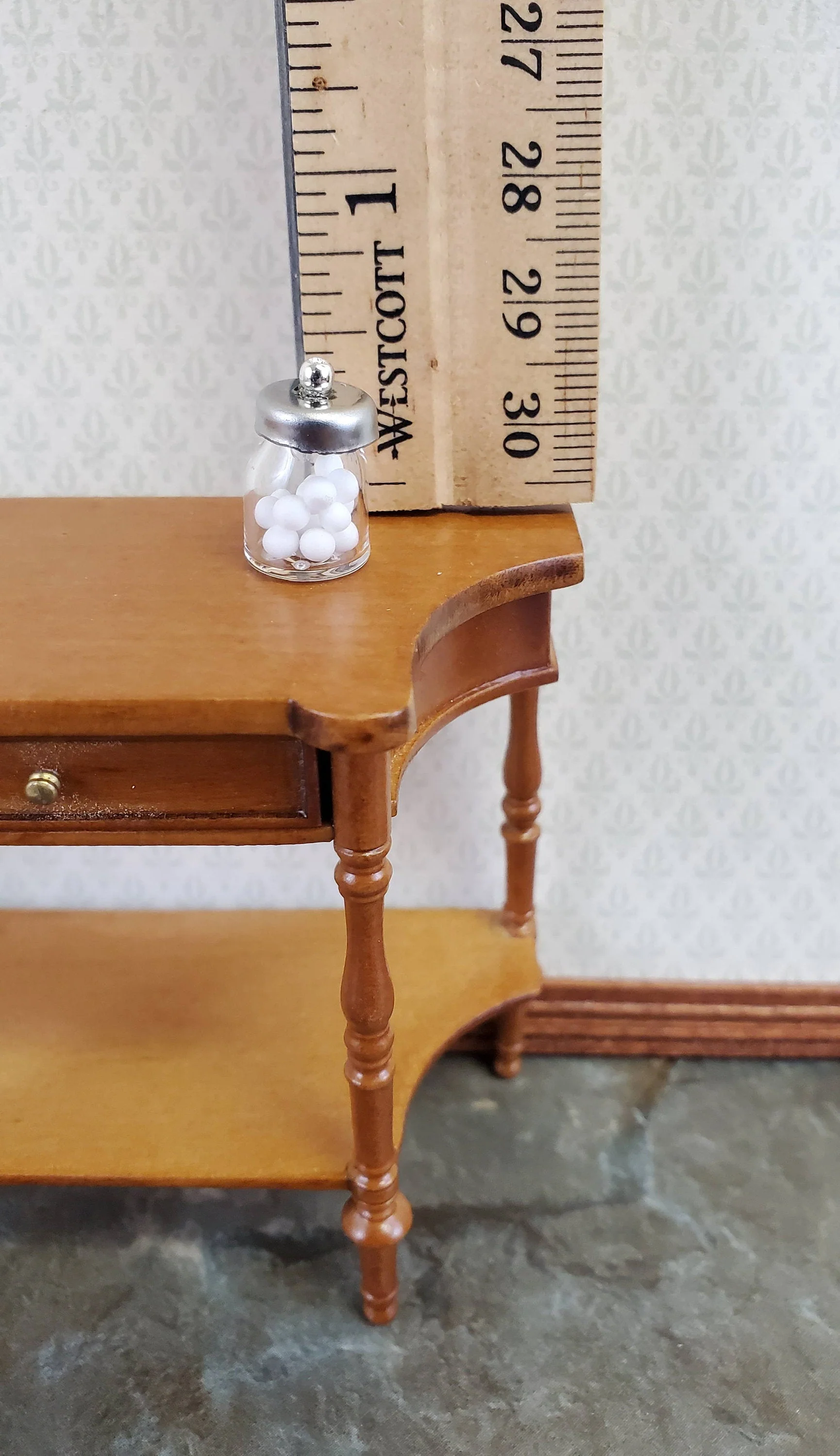 Dollhouse Miniature Cotton Ball Jar Glass with Lid 1:12 Scale Vanity Accessories - Image 2