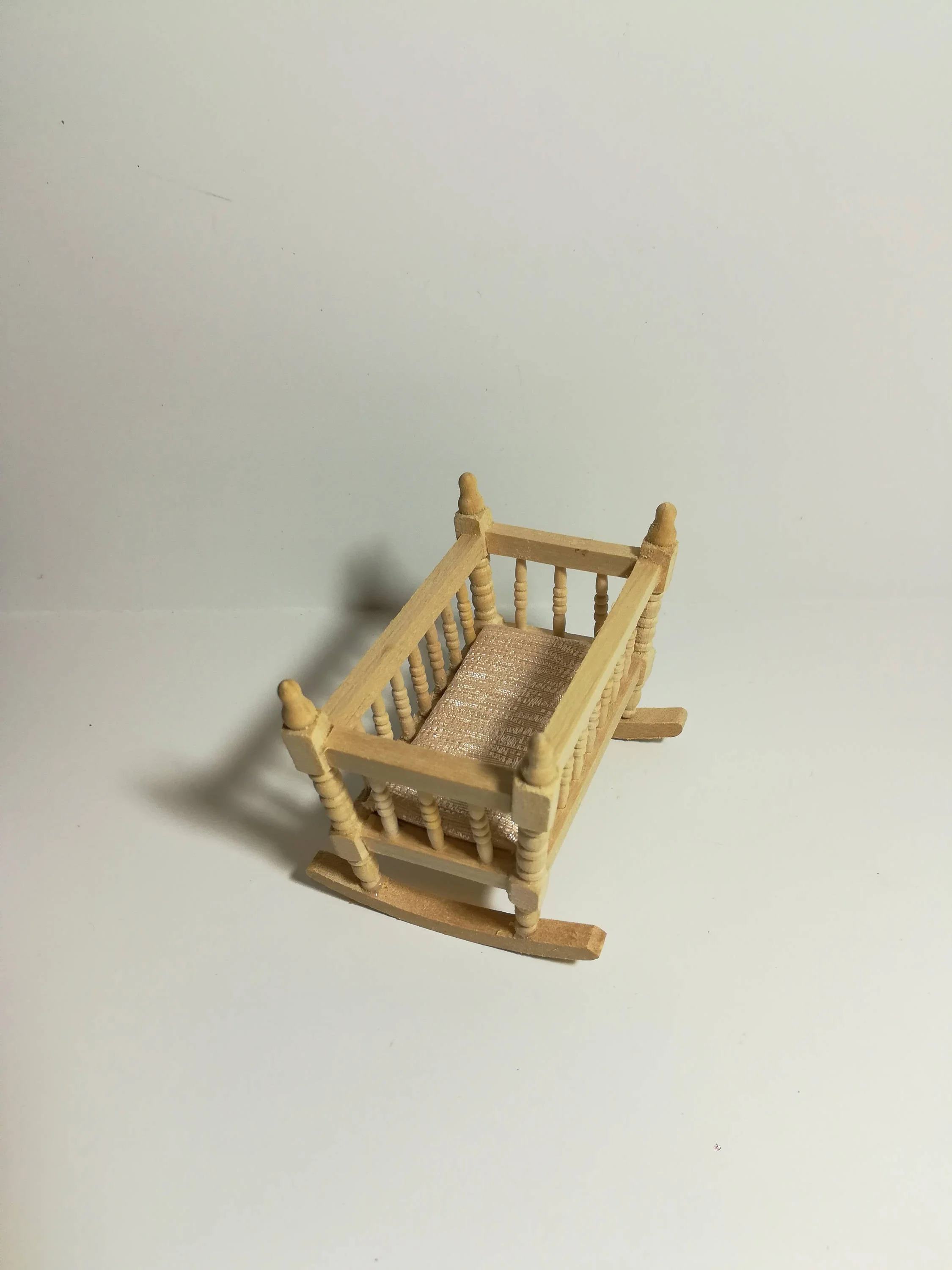 Dollhouse Miniature Cradle Crib for Nursery Unfinished Wood Rocking 1:12 Scale Furniture - Image 2