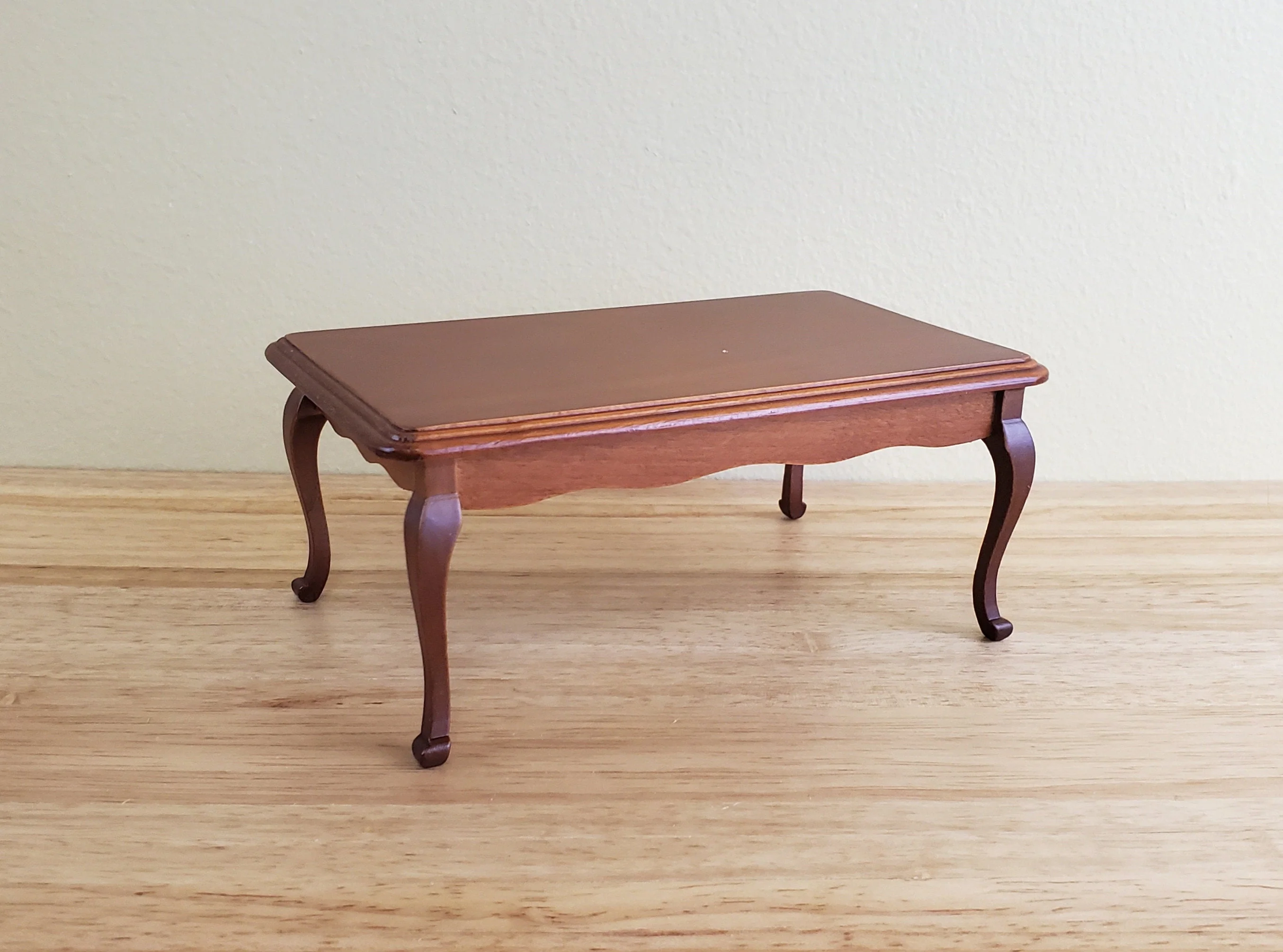 Dollhouse Miniature Dining Room Table Medium Walnut Finish 1:12 Scale Furniture