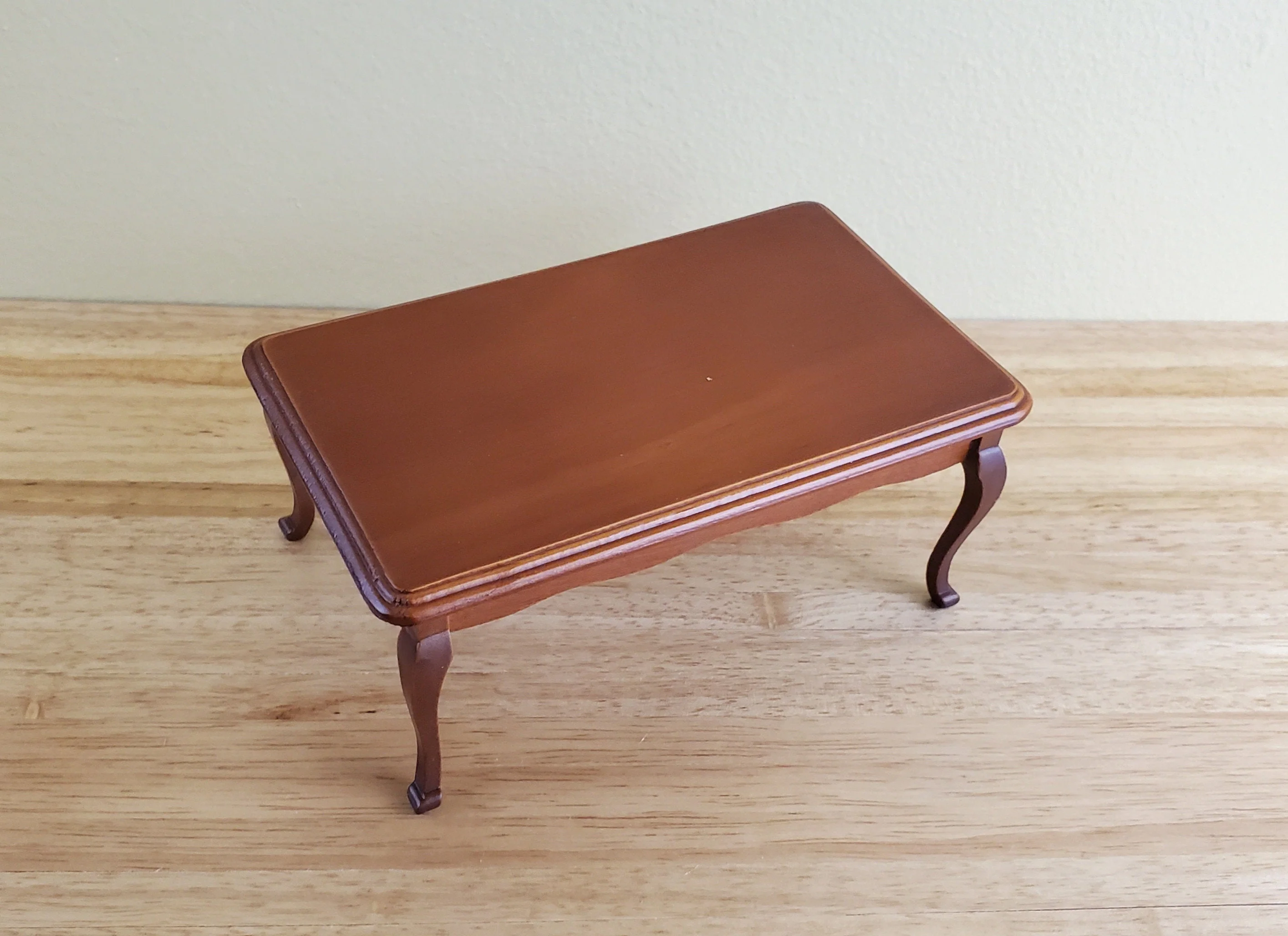 Dollhouse Miniature Dining Room Table Medium Walnut Finish 1:12 Scale Furniture - Image 2