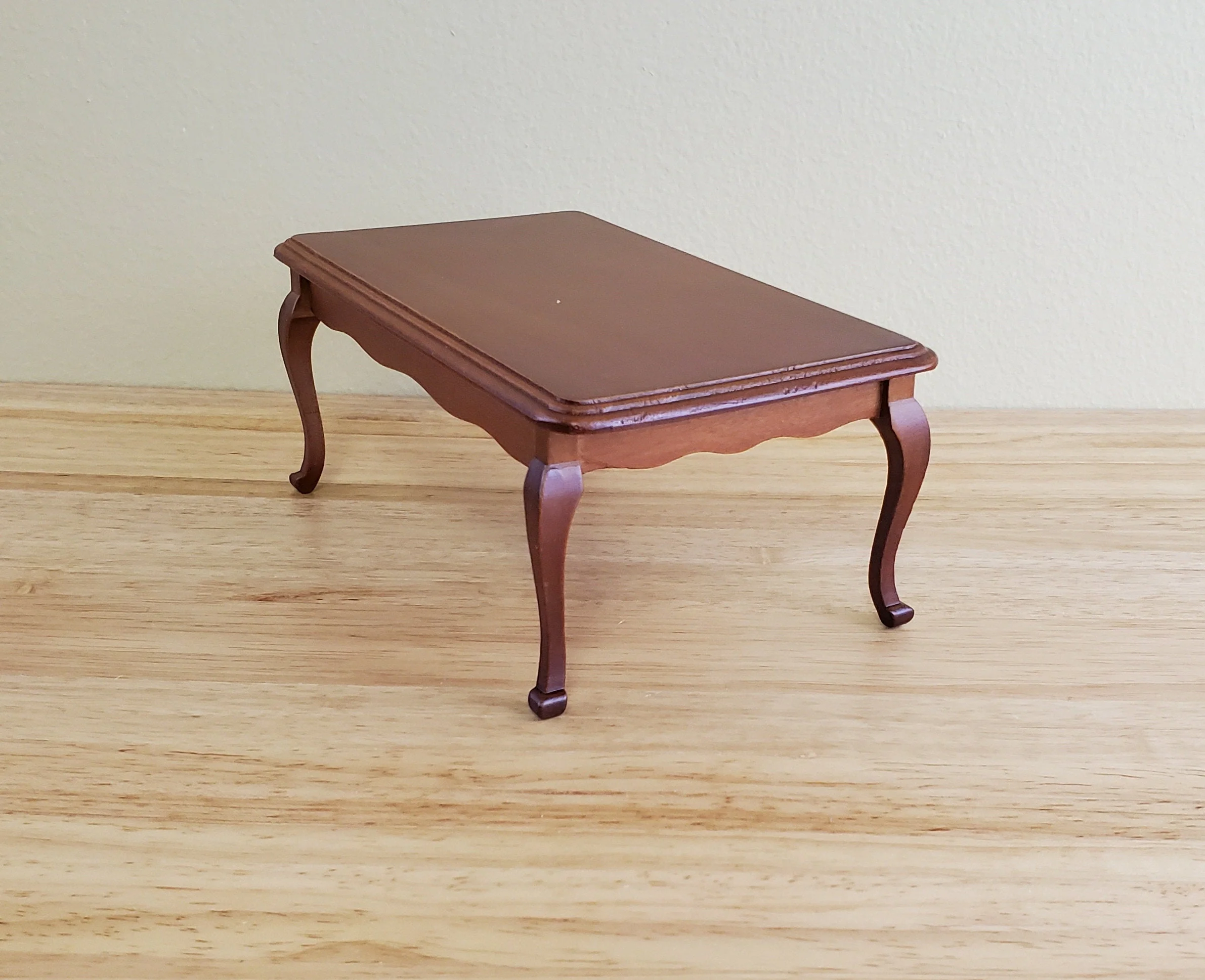 Dollhouse Miniature Dining Room Table Medium Walnut Finish 1:12 Scale Furniture - Image 3
