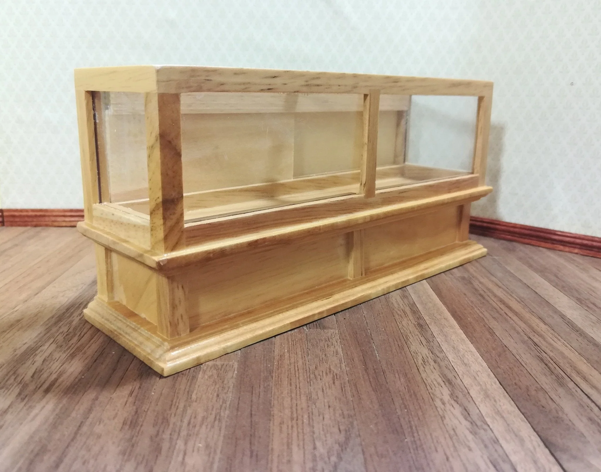 Dollhouse Miniature Display Counter for Bakery Store or Shop 1:12 Scale Furniture Light Oak - Image 2