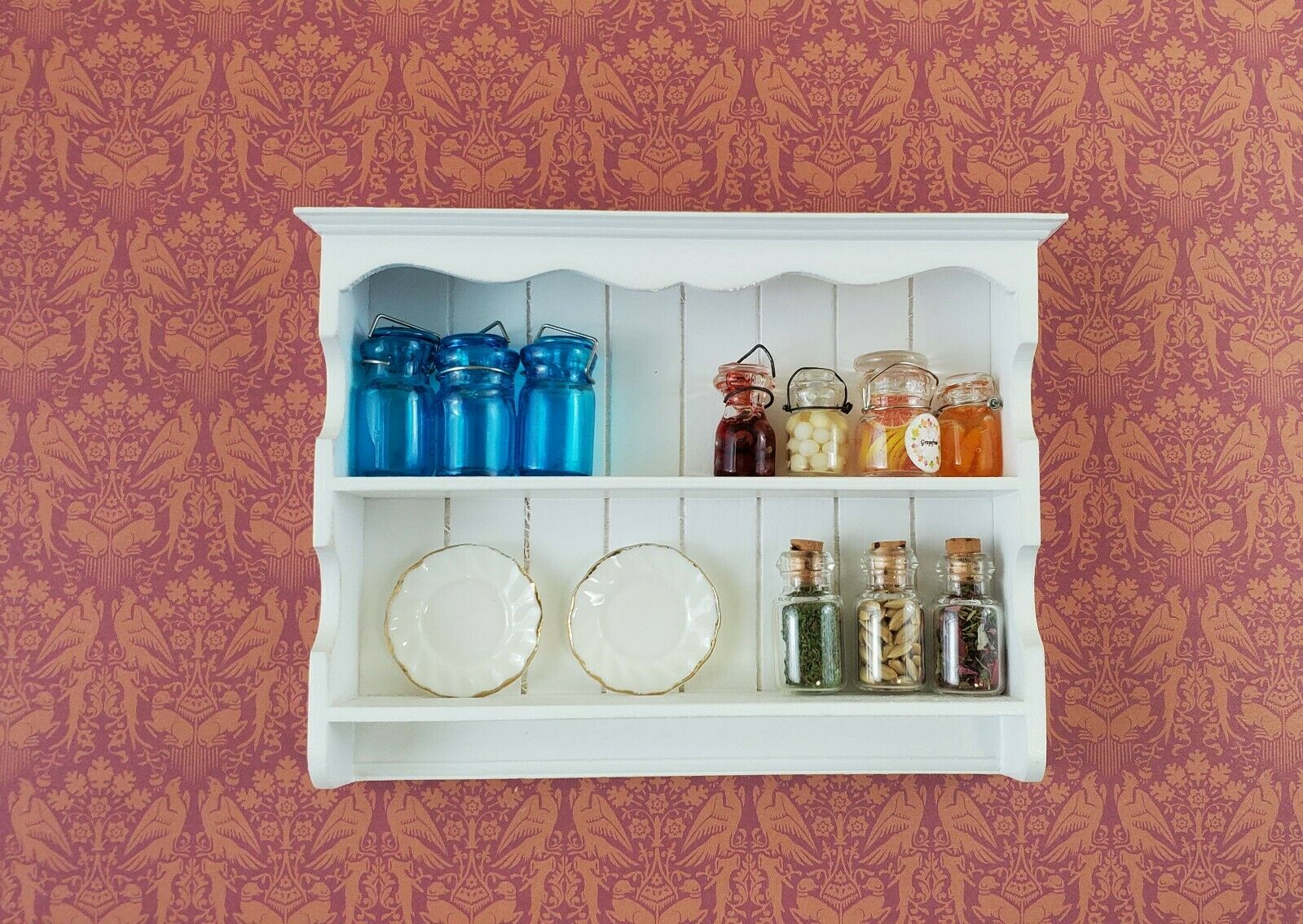Dollhouse Miniature Display Shelf Large Hanging 1:12 Scale Furniture White Wood - Image 3