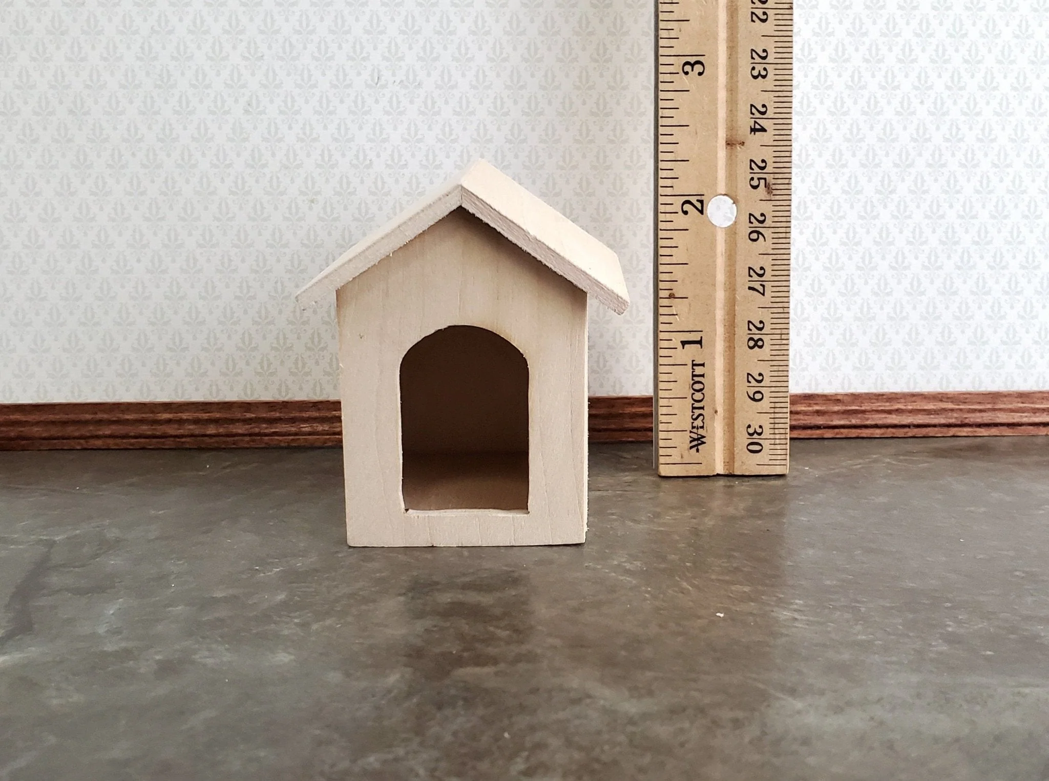 Dollhouse Miniature Dog House Kennel Small Unpainted Wood 1:12 Scale - Image 4