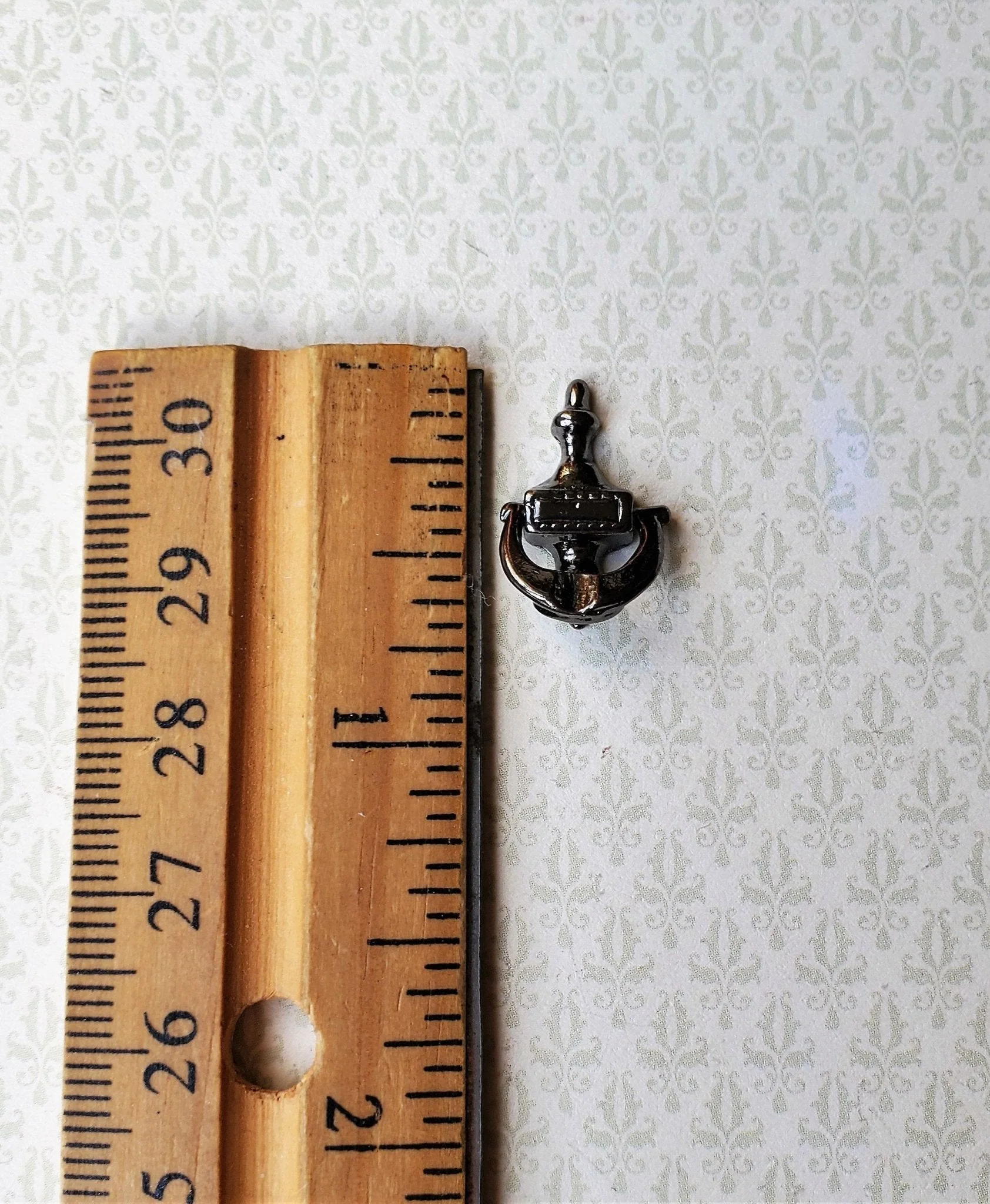 Dollhouse Miniature Door Knocker Classic Style Dark Bronze 1:12 Scale 18 mm - Image 3