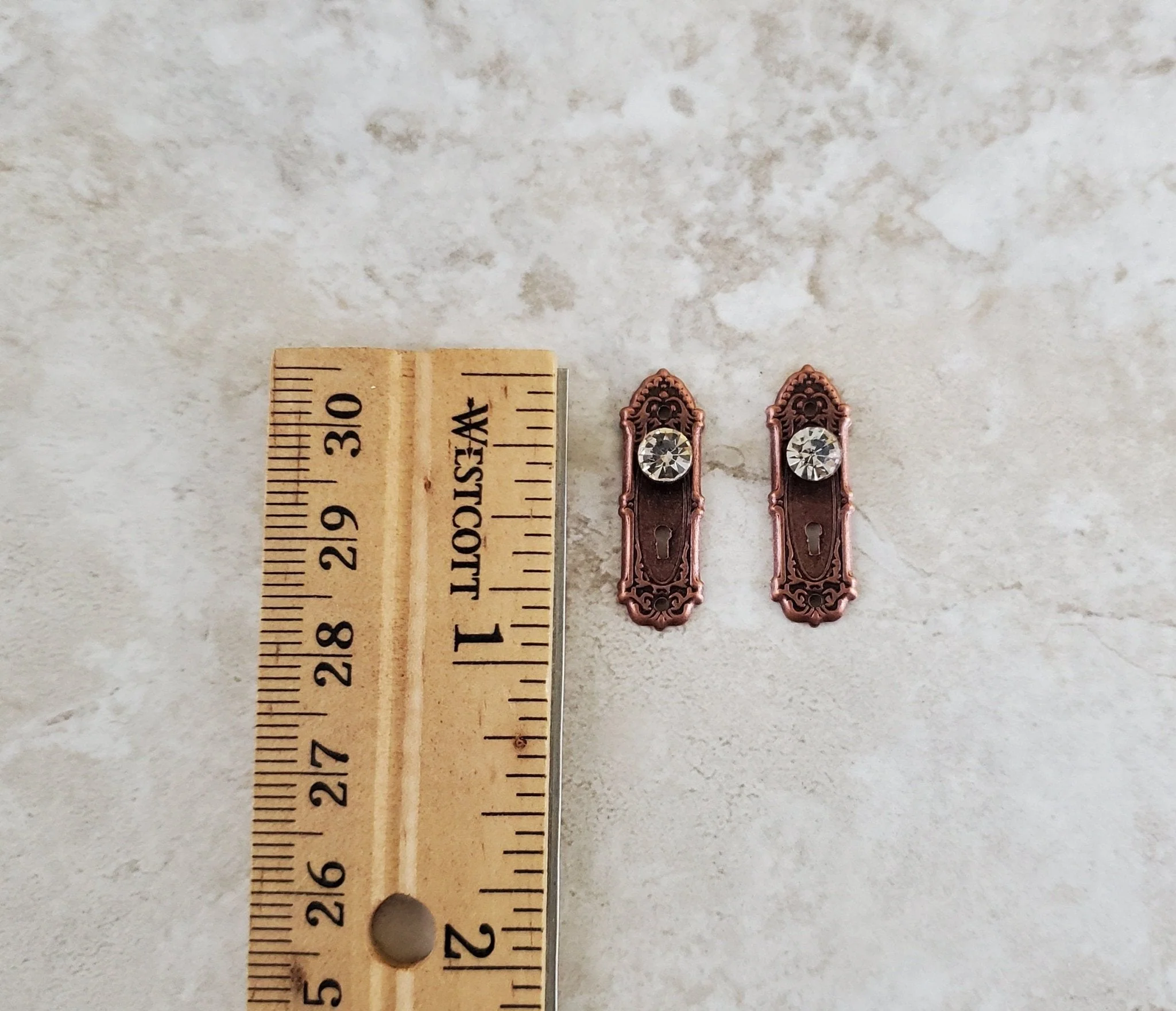 Dollhouse Miniature Doorknobs Bronze Fancy Crystal Knobs Metal 1:12 Scale CLA05697 - Image 3