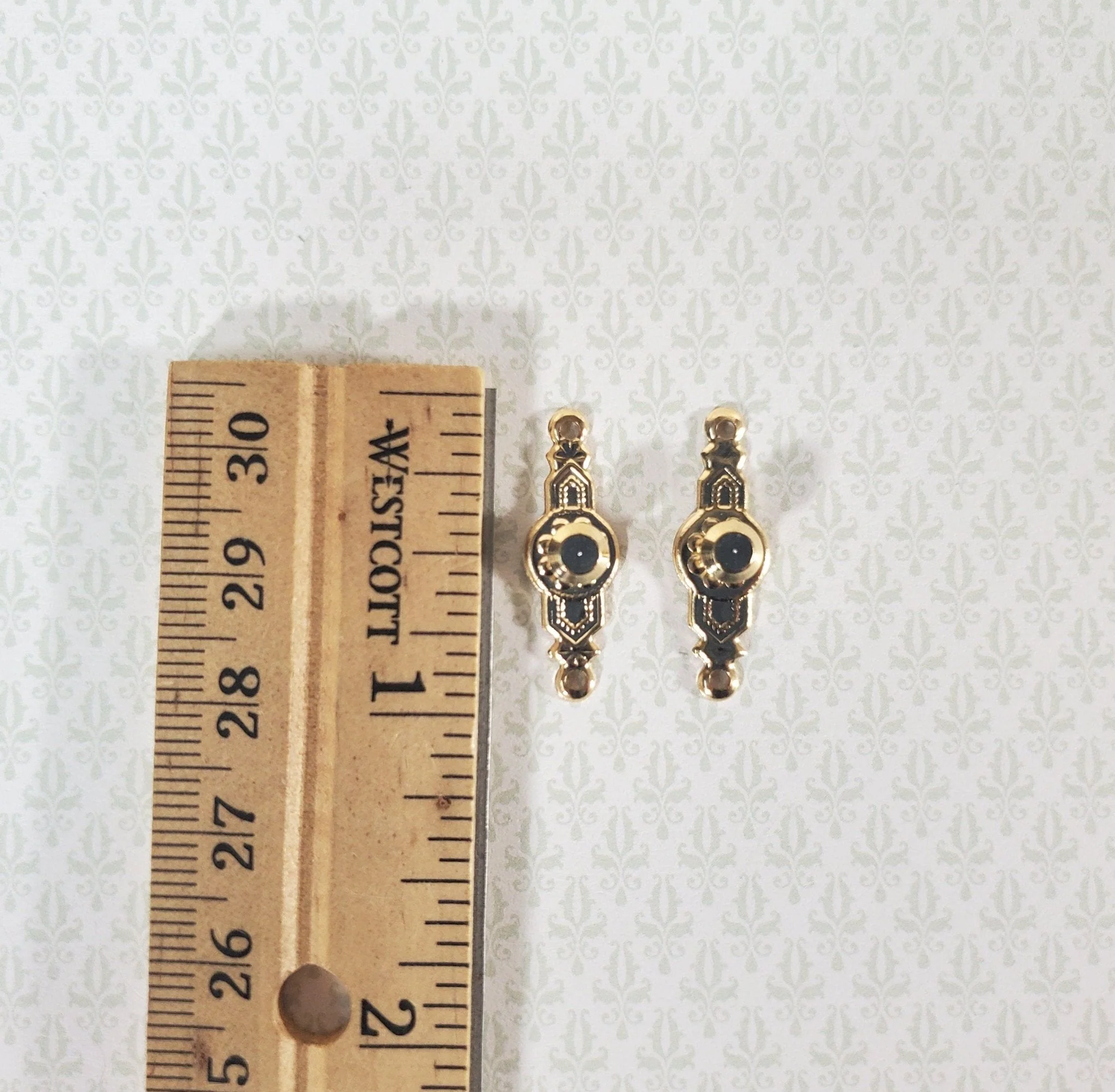 Dollhouse Miniature Doorknobs Handles Fancy Gold 1 Set 1:12 Scale CLA05510 - Image 4
