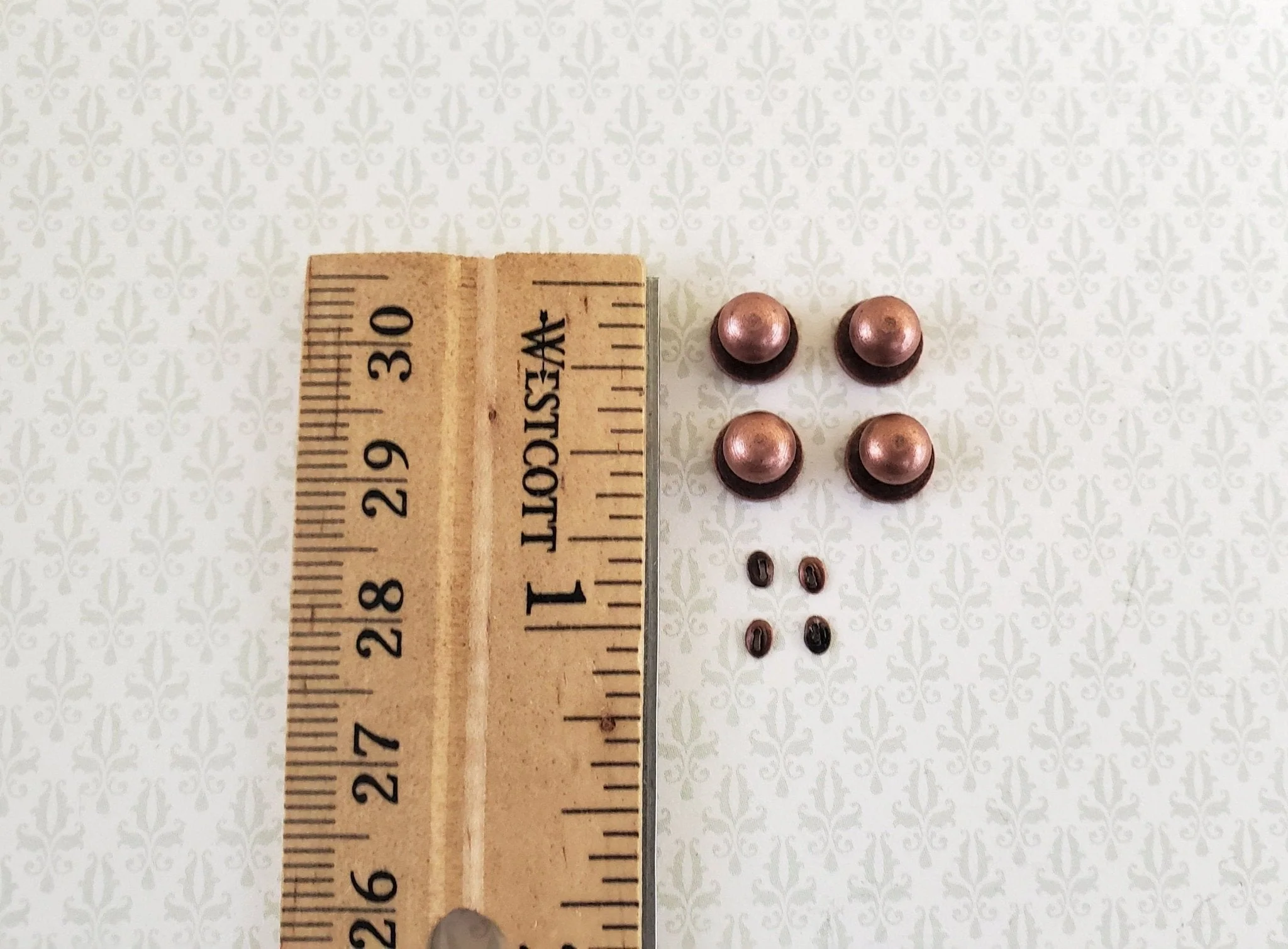 Dollhouse Miniature Doorknobs Round Bronze Metal with Keyhole 1:12 Scale 2 Sets - Image 3