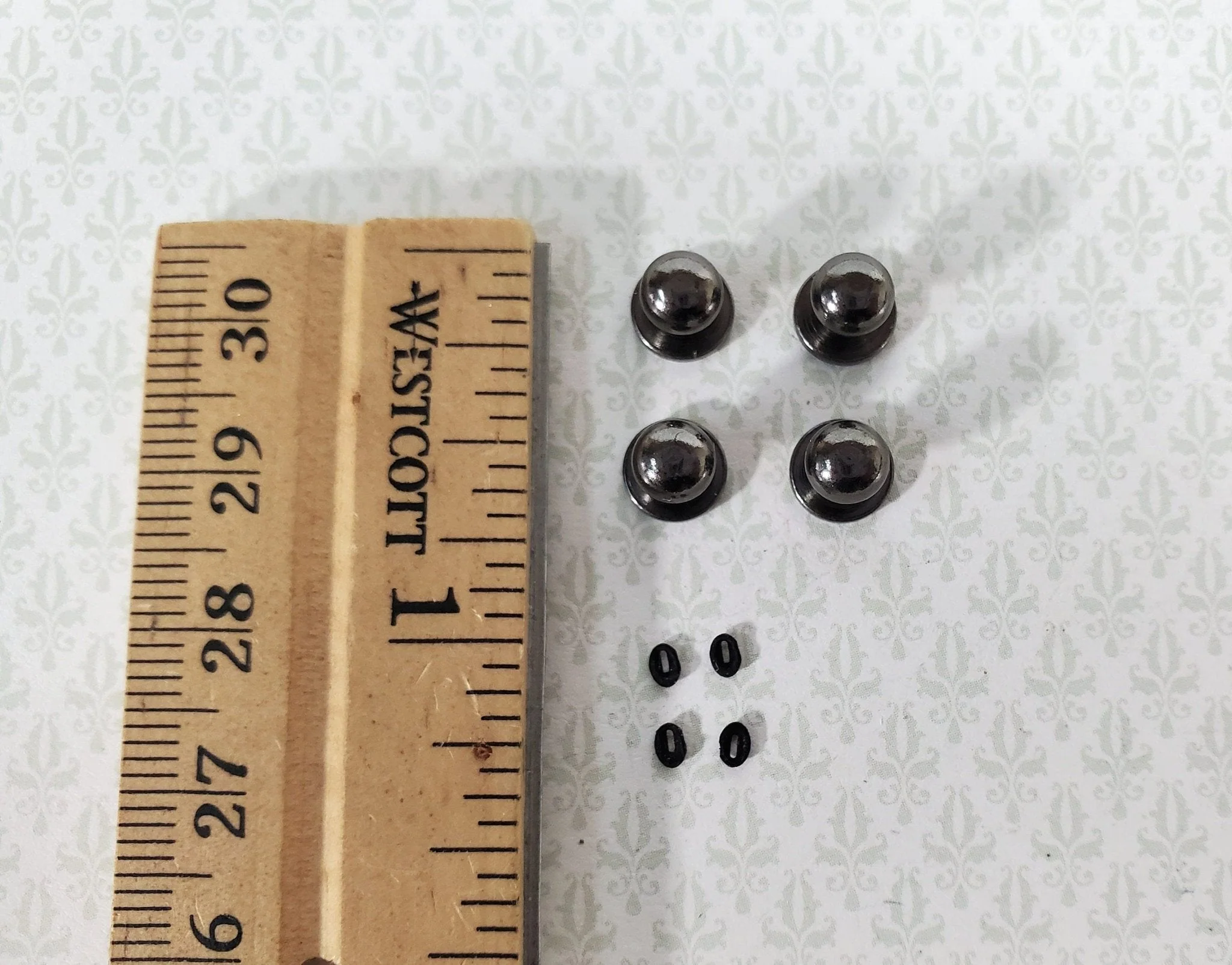 Dollhouse Miniature Doorknobs Round Dark Pewter with Keyhole 1:12 Scale 2 Sets - Image 3