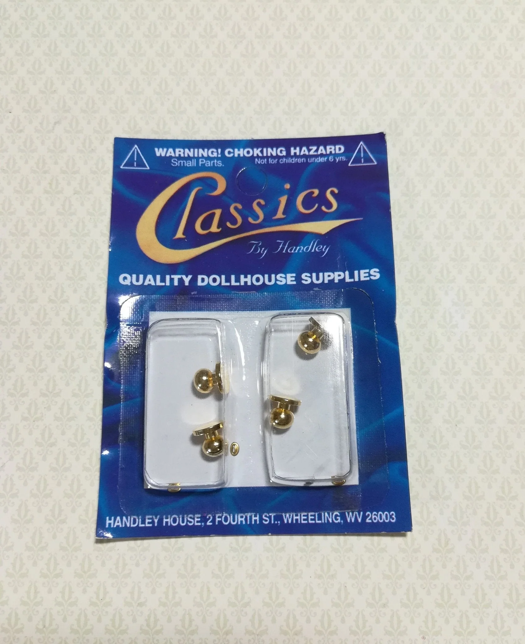 Dollhouse Miniature Doorknobs Round Gold with Keyhole 1:12 Scale 2 Sets - Image 3