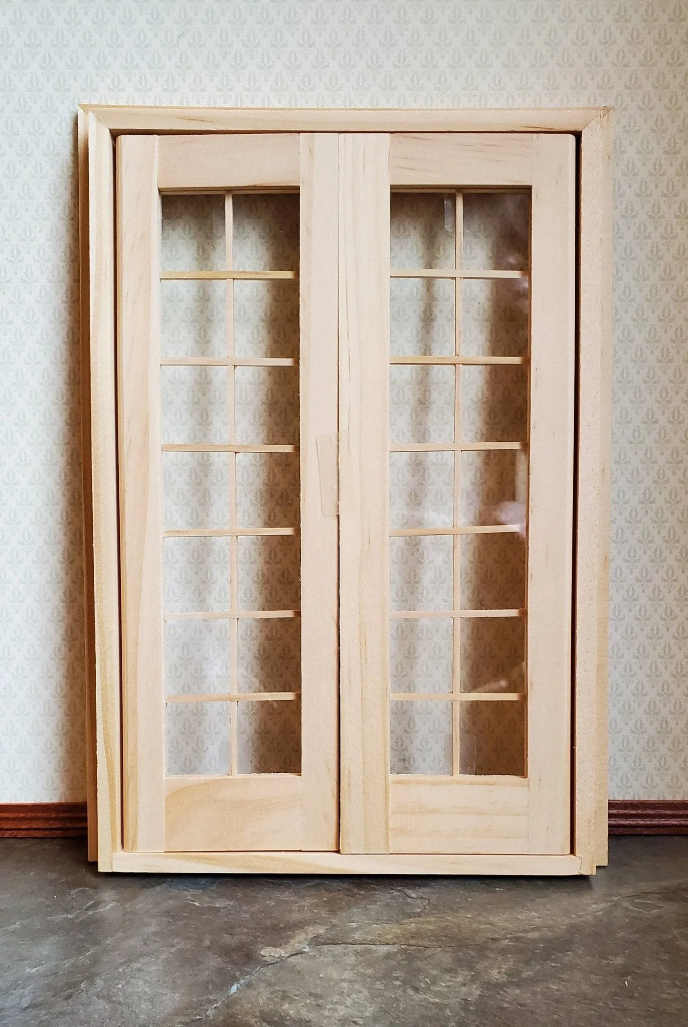Dollhouse Miniature Double French Doors with Windows 1:12 Scale Interior Exterior - Image 3