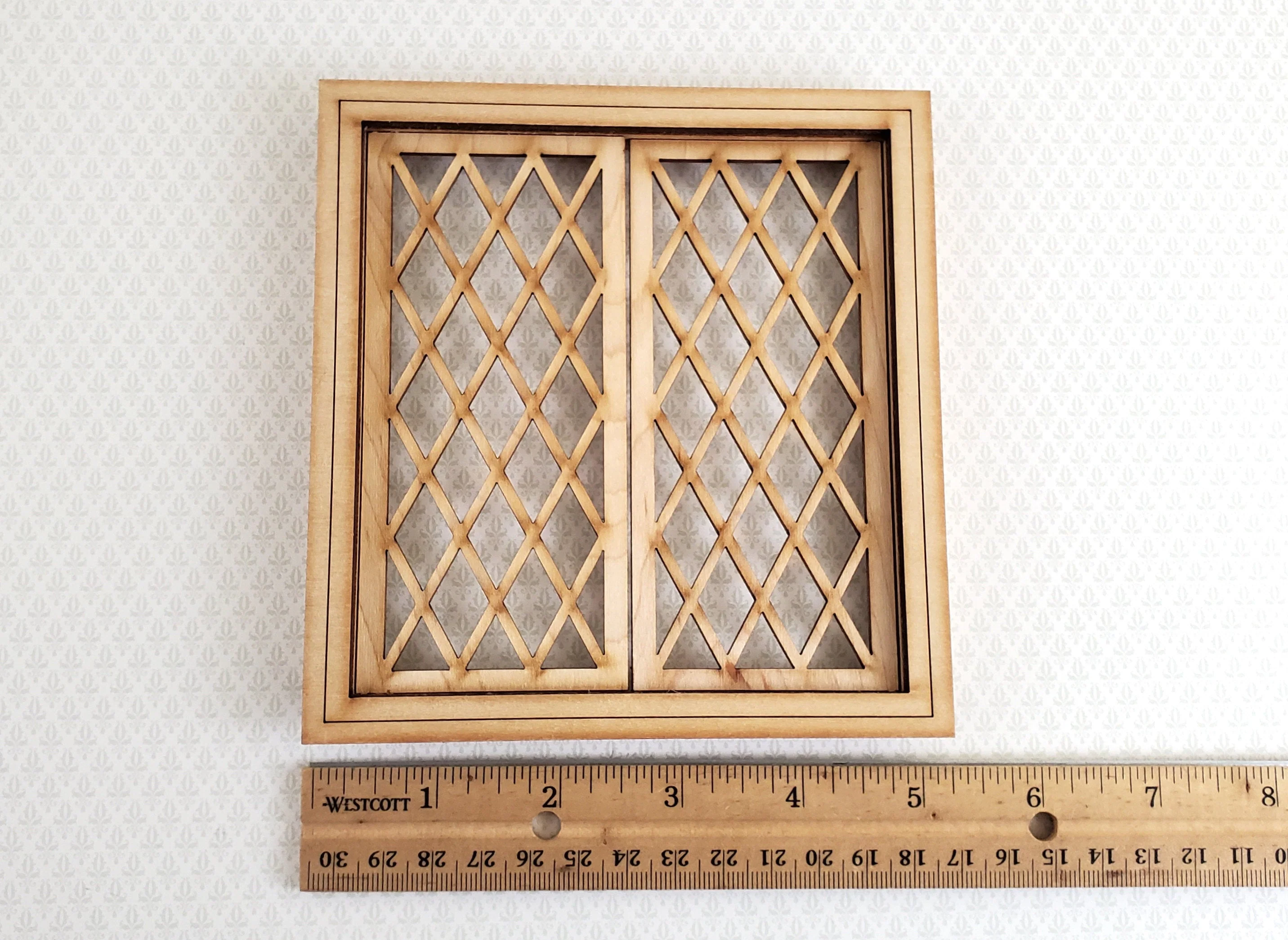 Dollhouse Miniature Double Window Tudor Style Diamond Pane 1:12 Scale Alessio 2126CW - Image 2