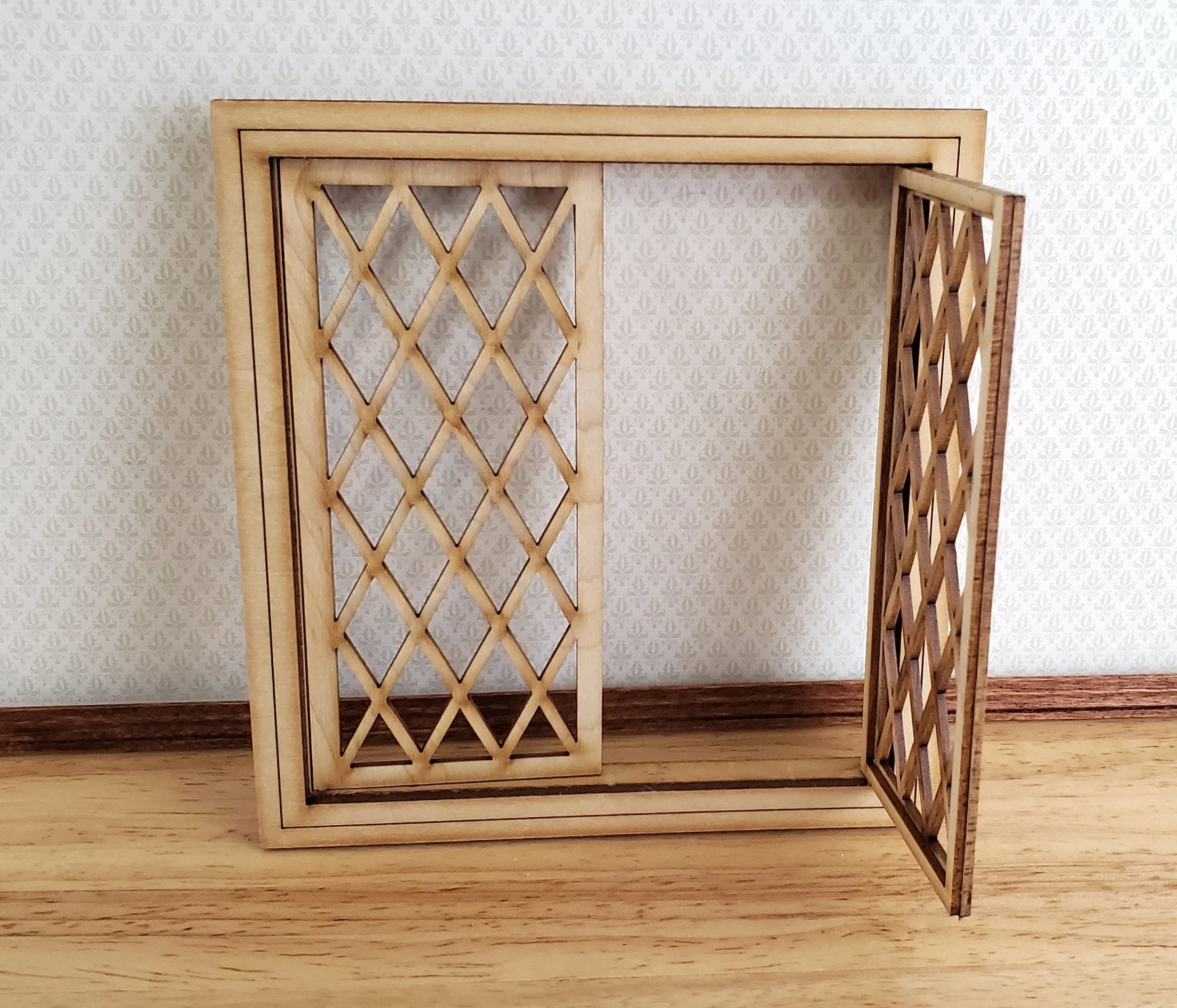 Dollhouse Miniature Double Window Tudor Style Diamond Pane 1:12 Scale Alessio 2126CW - Image 5