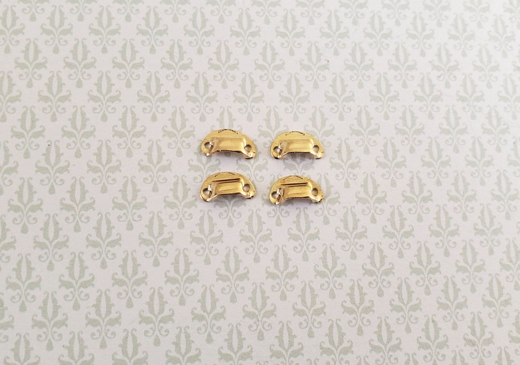Dollhouse Miniature Drawer Cup Pulls Cabinet Gold Finish Metal x4 1:12 Scale