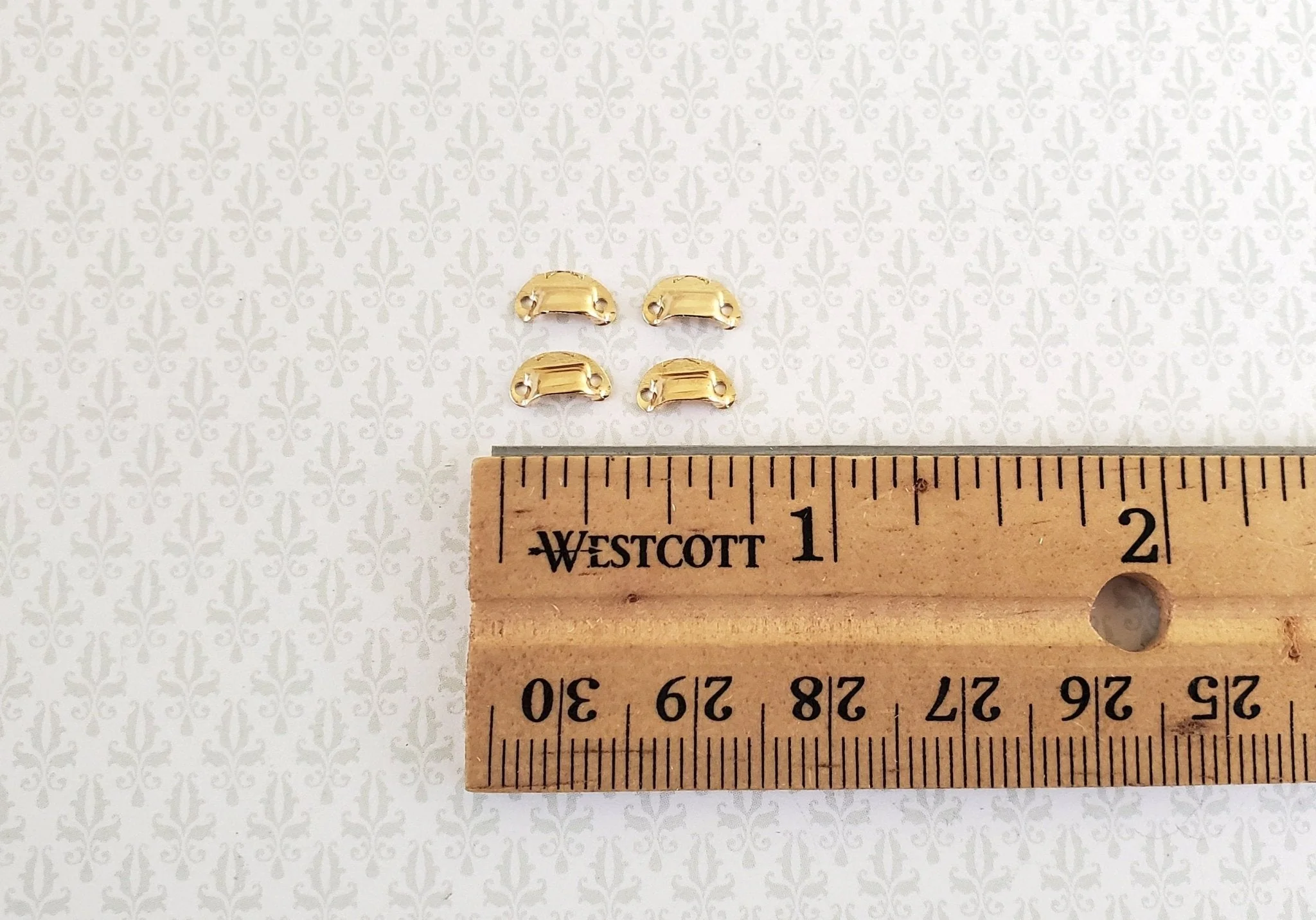 Dollhouse Miniature Drawer Cup Pulls Cabinet Gold Finish Metal x4 1:12 Scale - Image 2