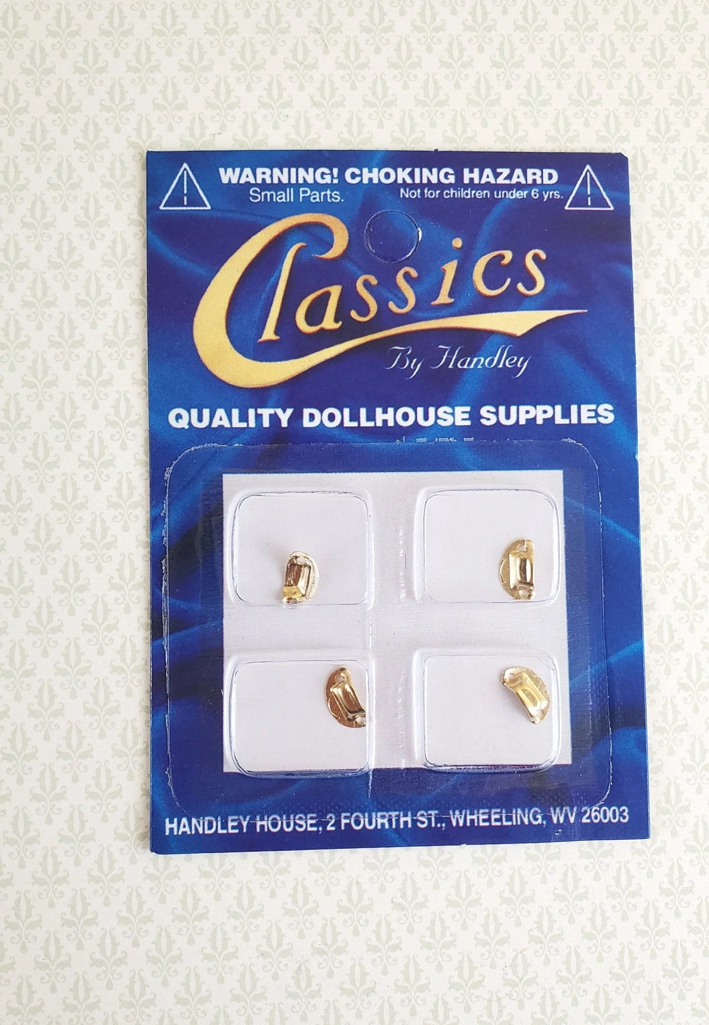 Dollhouse Miniature Drawer Cup Pulls Cabinet Gold Finish Metal x4 1:12 Scale - Image 3