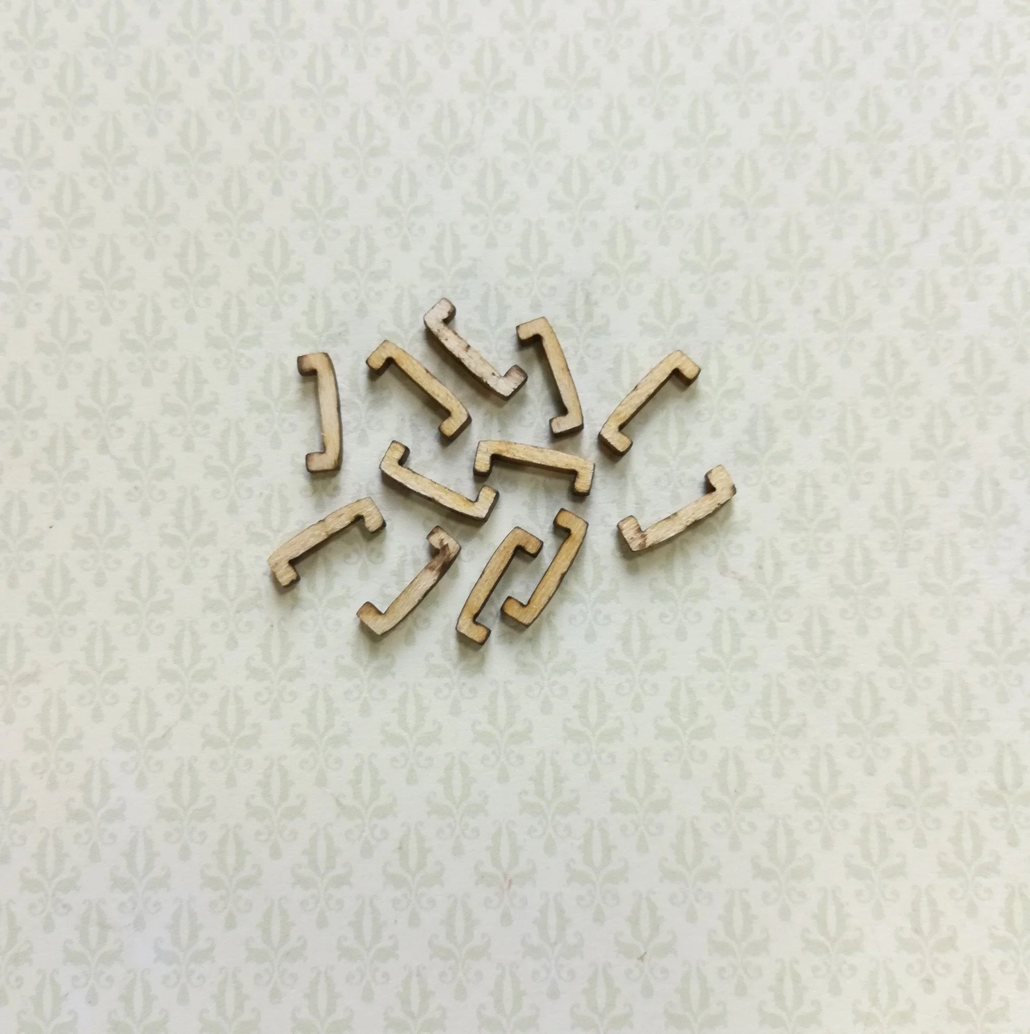 Dollhouse Miniature Drawer Pulls Handles Wood 12 Pieces 1:12 Scale 3/8" Handmade