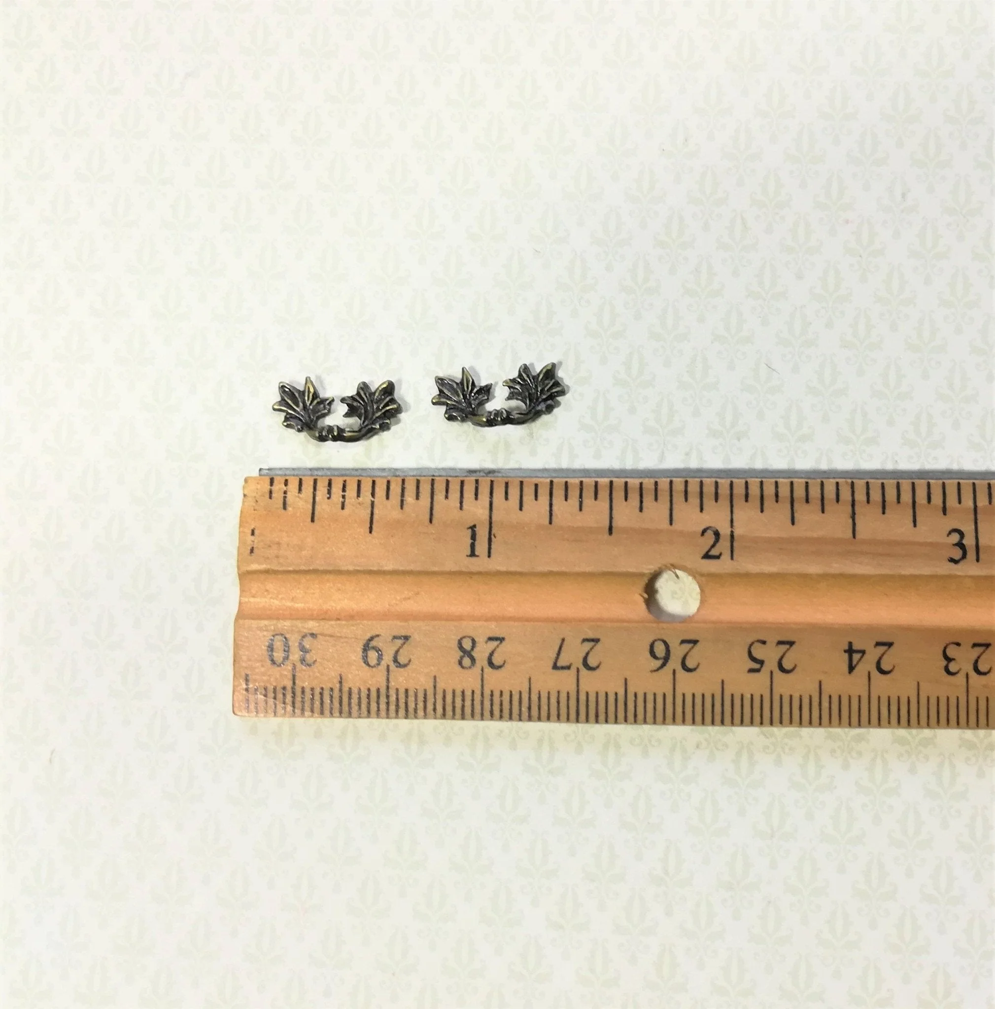 Dollhouse Miniature Drawer Pulls or Handle Leaves Style 1:12 Scale Antique Bronze - Image 3