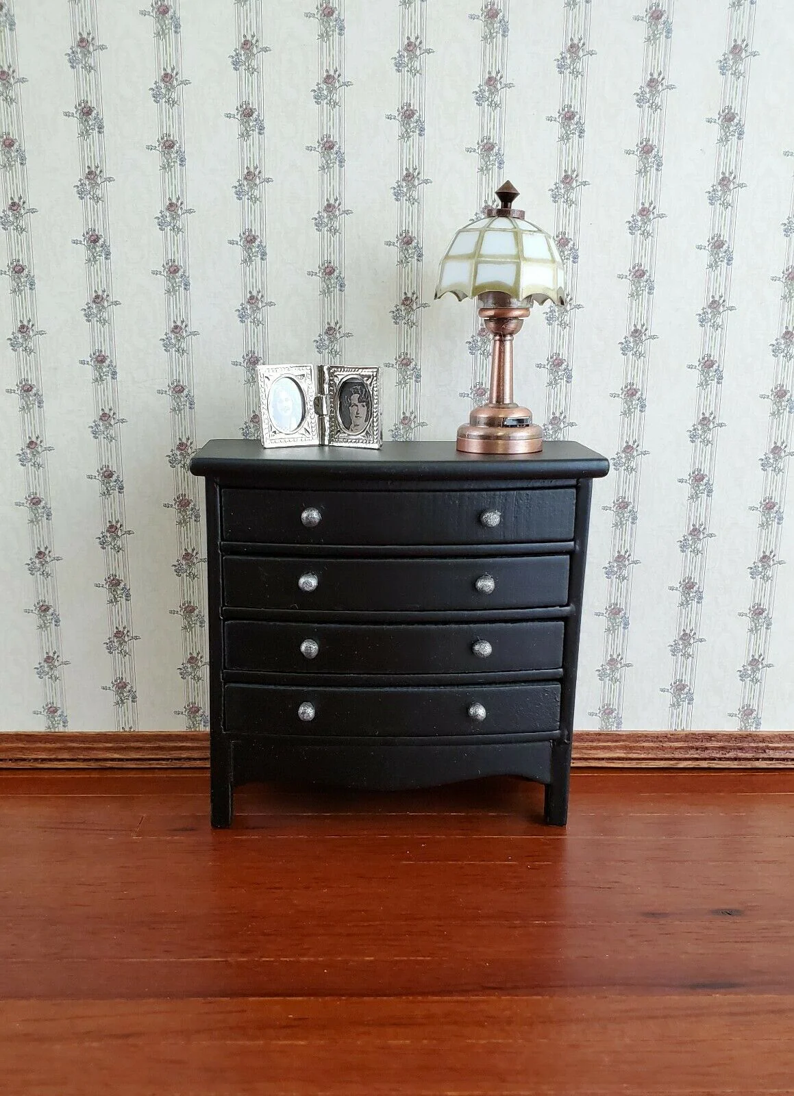 Dollhouse Miniature Dresser 4 Drawer Wood Black Finish 1:12 Scale Furniture - Image 3