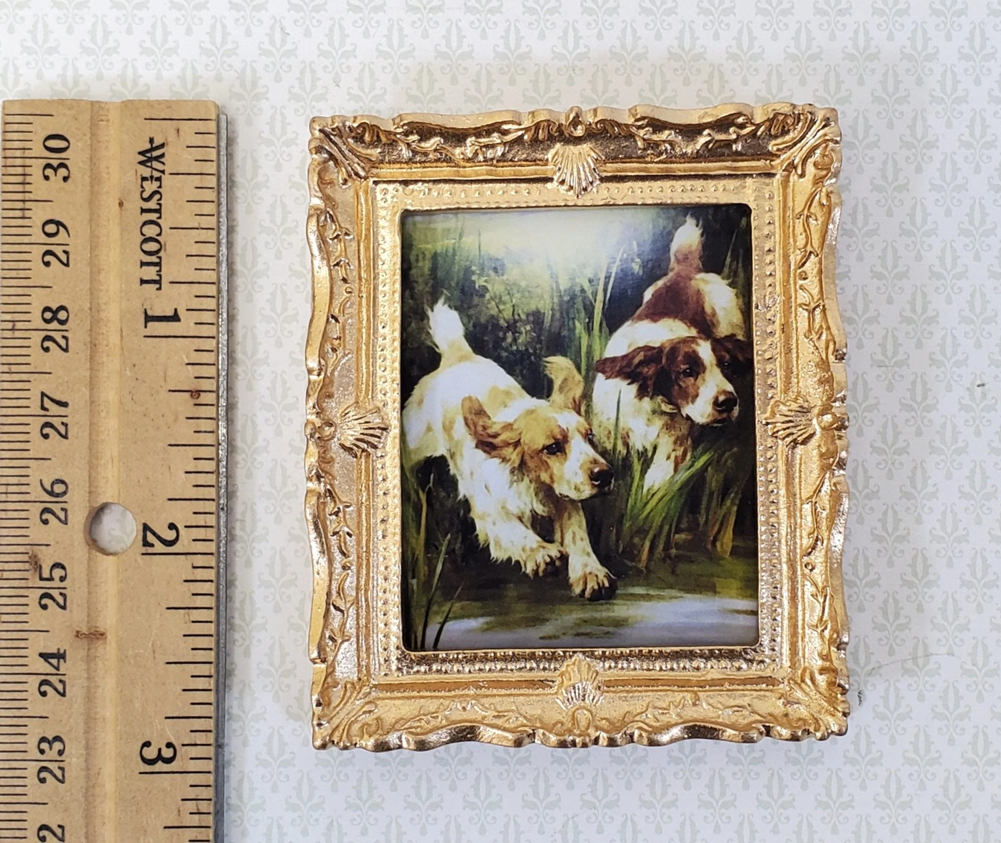 Dollhouse Miniature Duck Hunting Dogs Framed Print 1:12 Scale English Spaniel - Image 4
