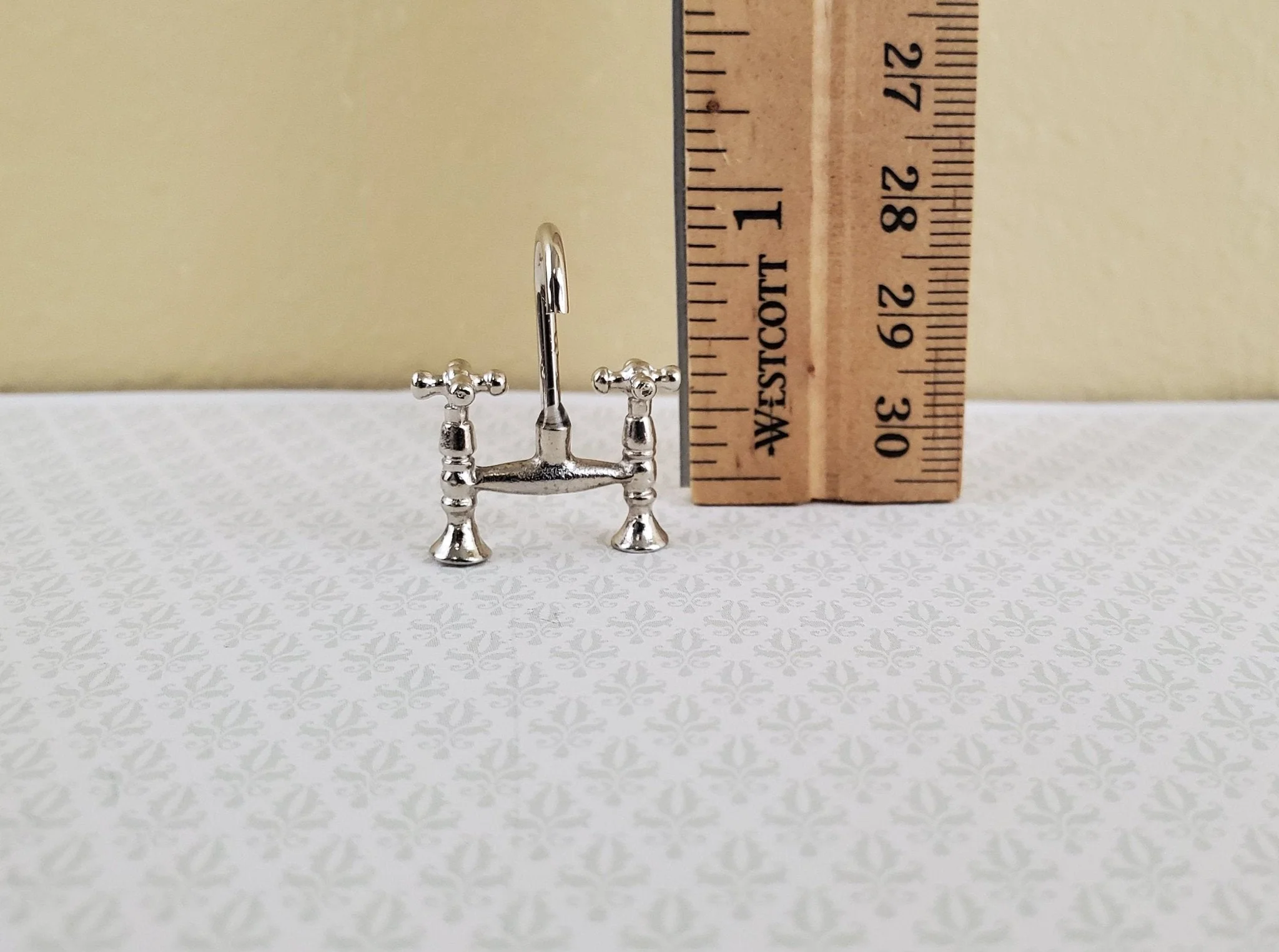 Dollhouse Miniature Faucet Mixer Tap Chrome Silver for Kitchen or Bathroom Sink 1:12 Scale - Image 4
