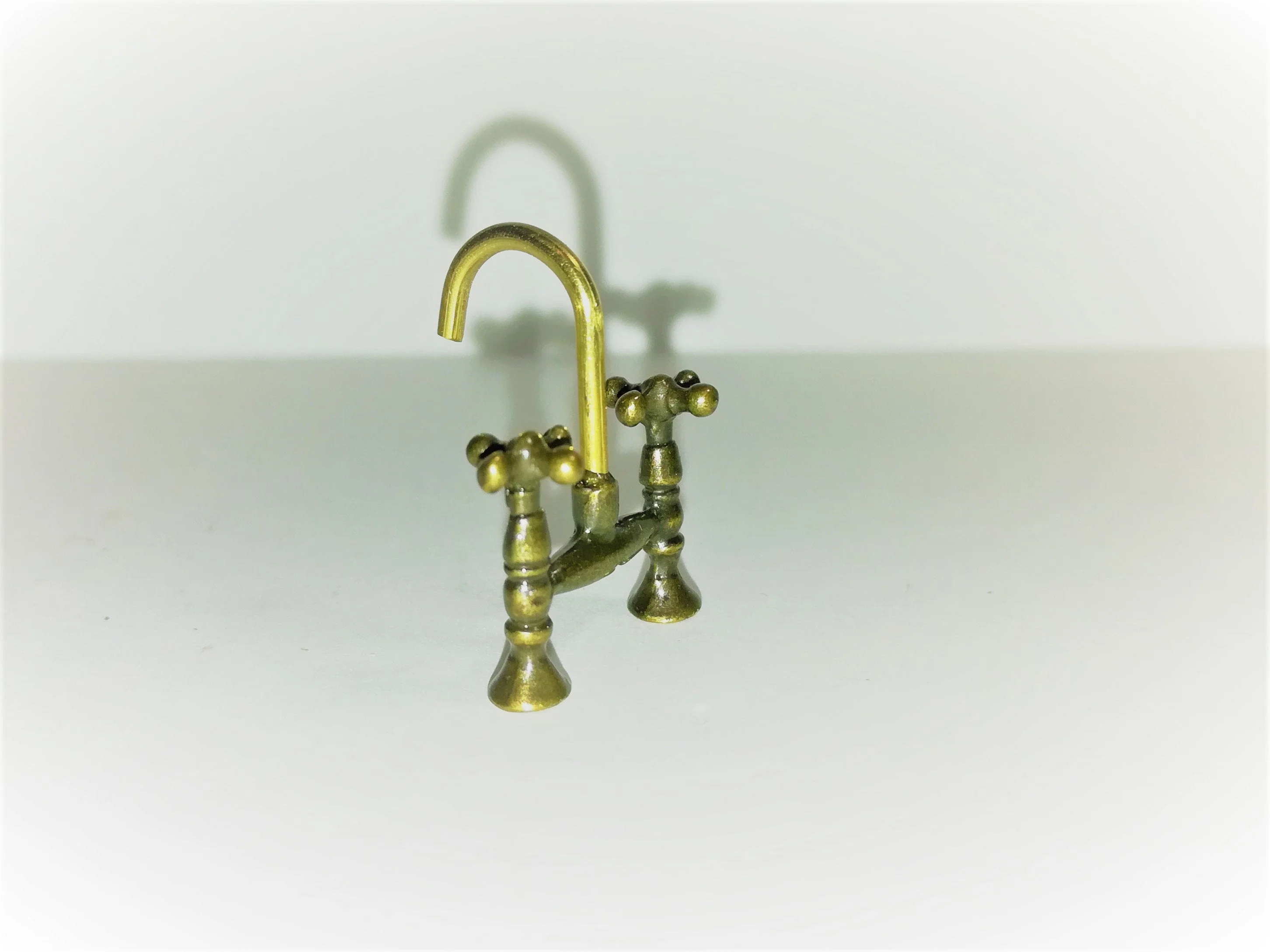 Dollhouse Miniature Faucet Mixer Tap for Kitchen or Bathroom Sink 1:12 Scale Antique Brass - Image 3