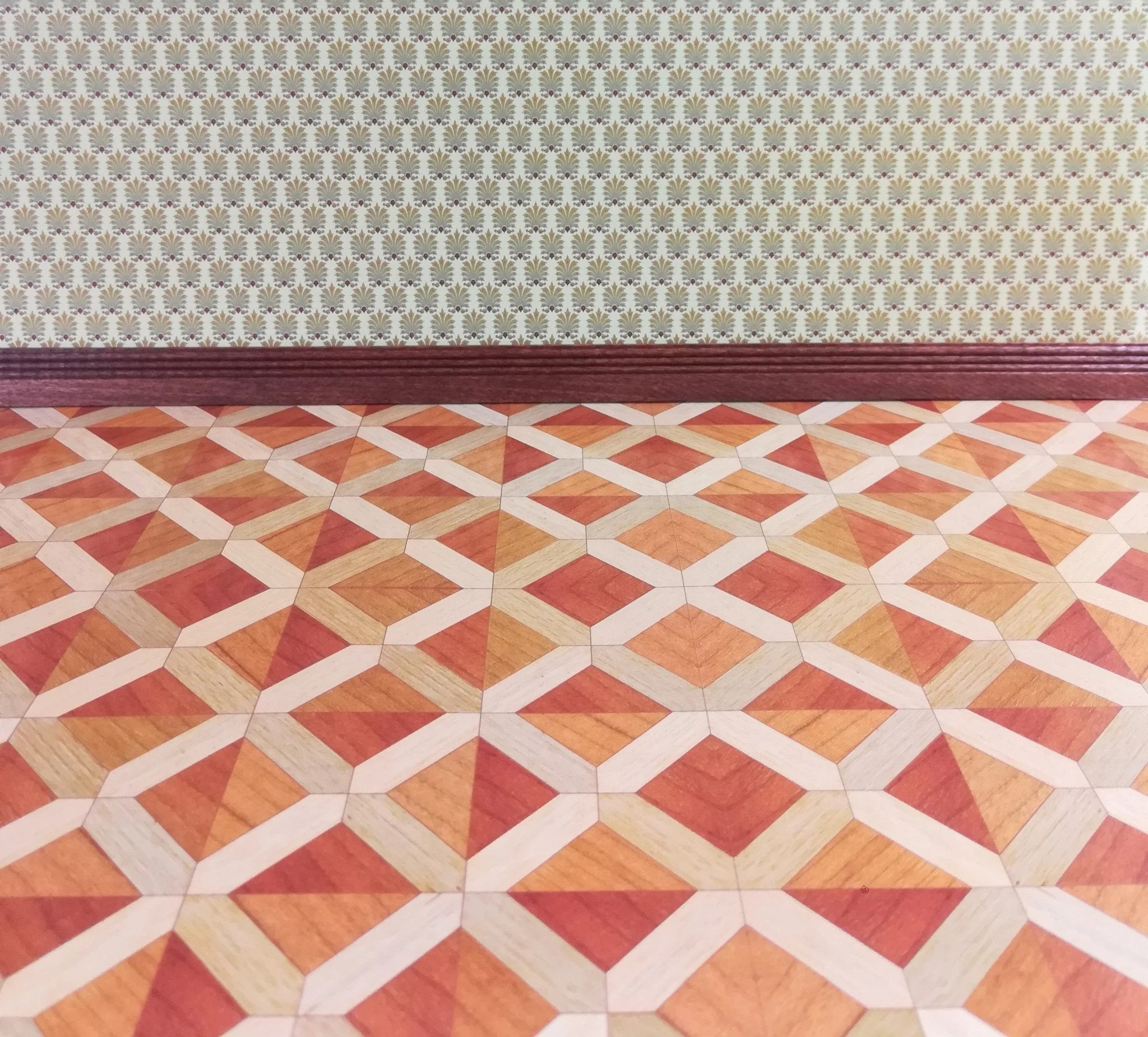 Dollhouse Miniature Faux Wood Parquet Flooring Heavy Paper Sheet 1:12 Scale