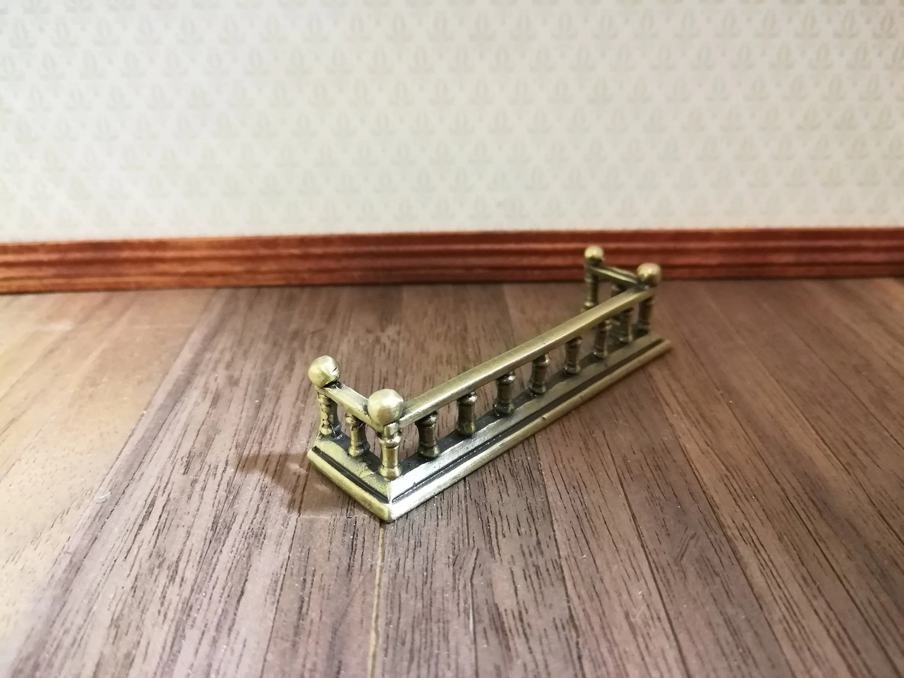 Dollhouse Metal Fireplace Fender Square 1:12 Scale Antique Brass Finish - Image 2