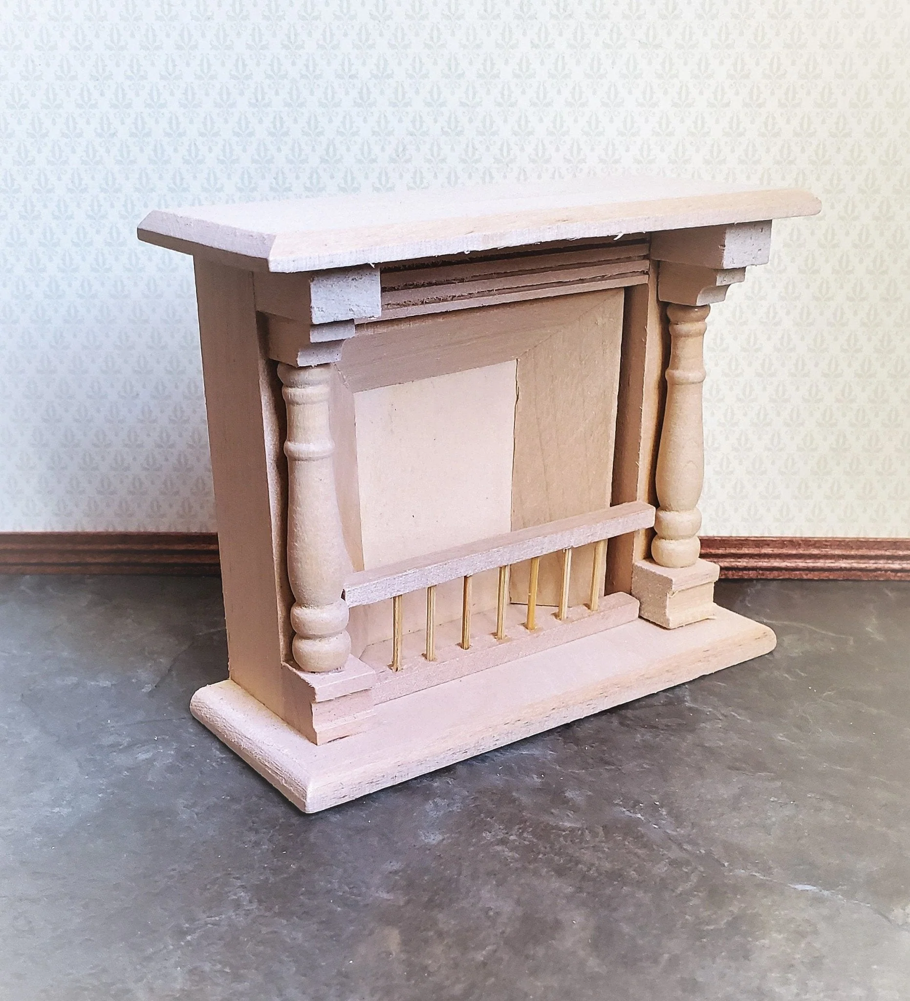 Dollhouse Miniature Fireplace Large DIY 1:12 Scale Furniture Unfinished Wood