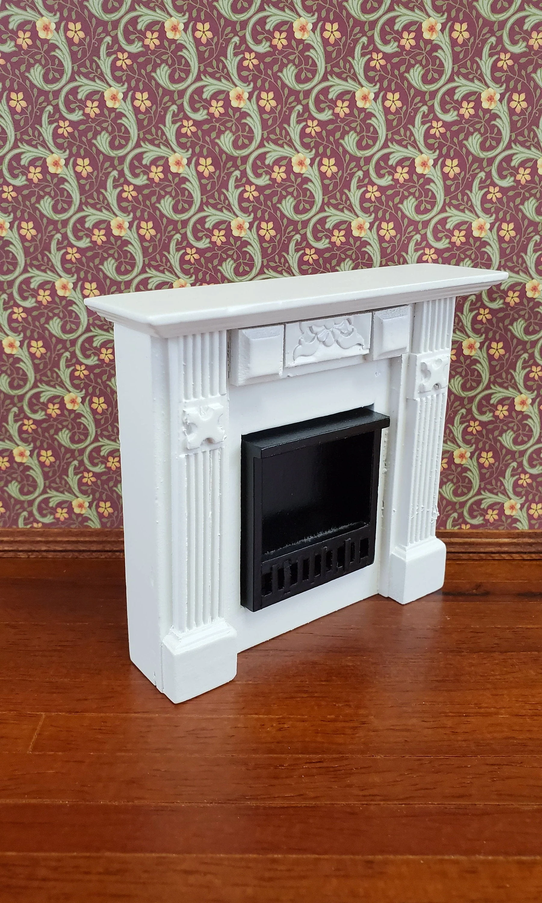 Dollhouse Miniature Fireplace Wood White Finish 1:12 Scale Furniture - Image 3