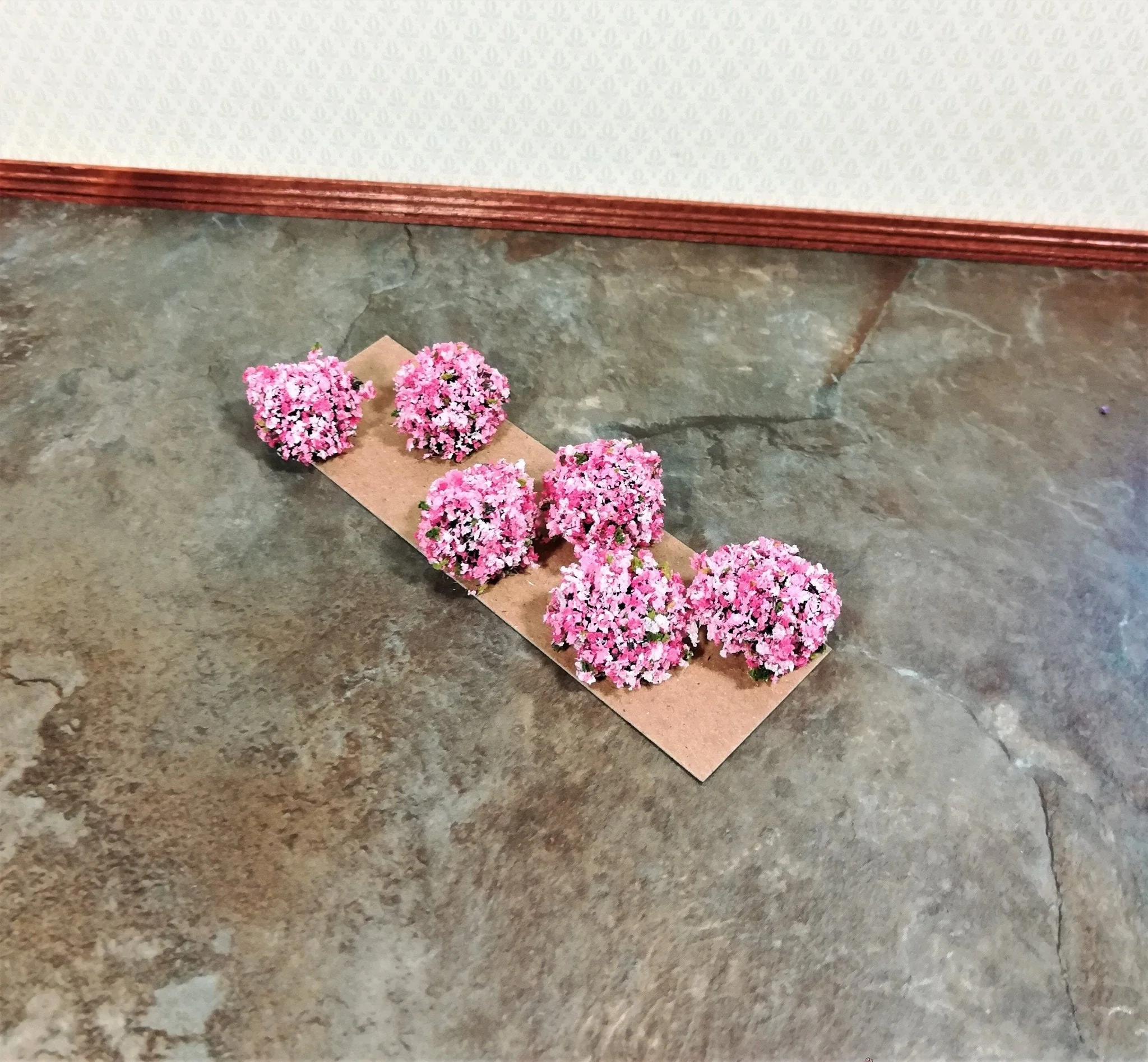Dollhouse Miniature Flowering Shrub Pink & White Small Bush Round 1:12 Scale - Image 2