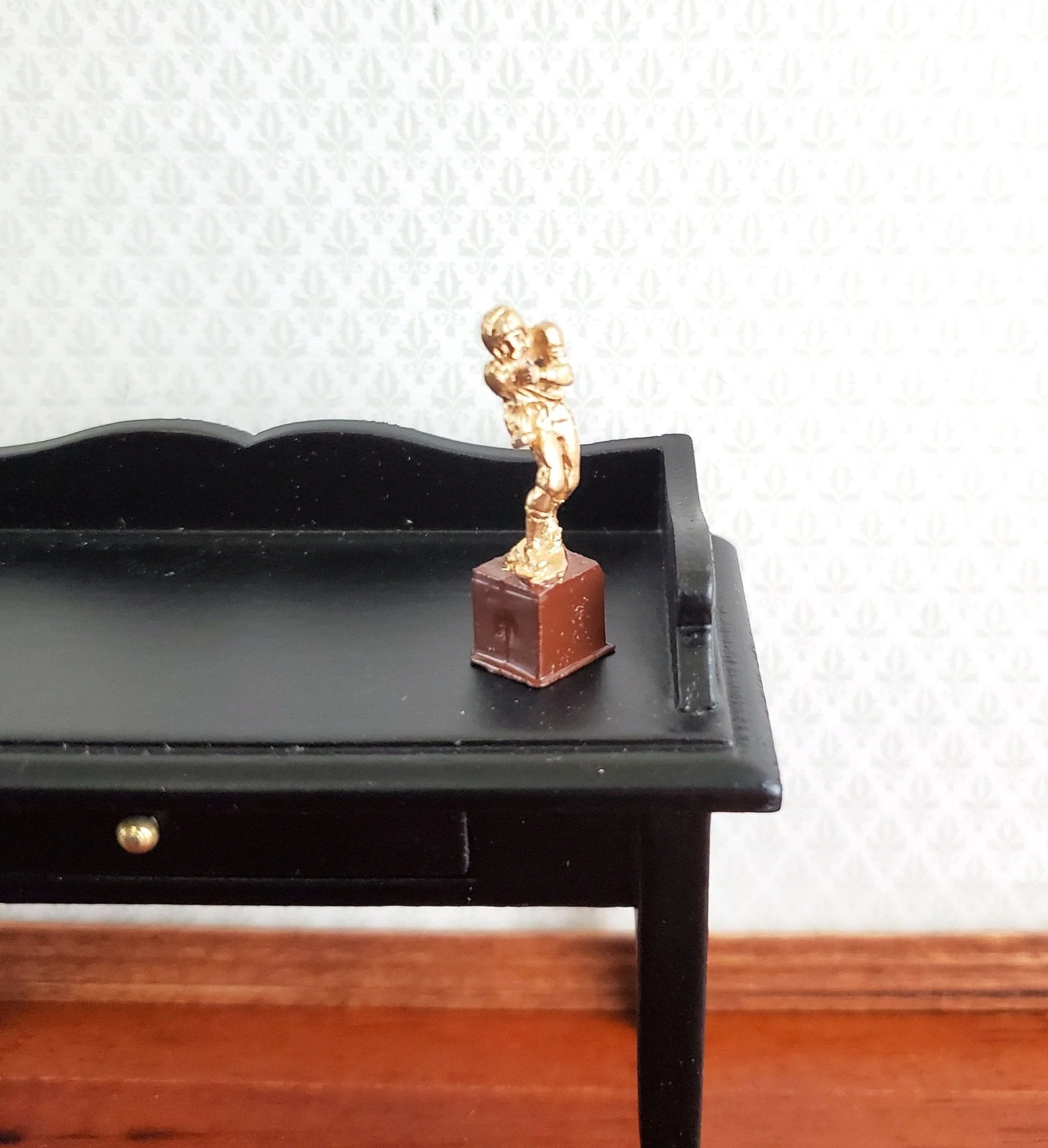 Dollhouse Miniature Football Trophy Statue Gold 1:12 Scale Painted Metal