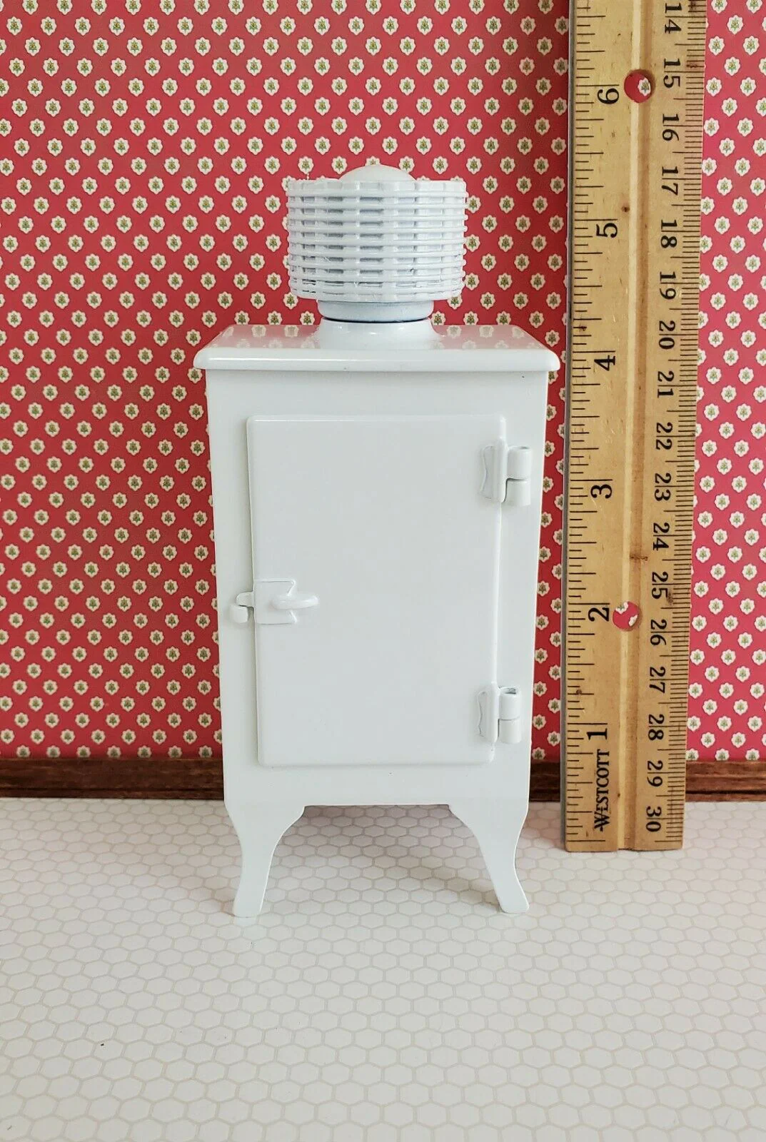 Dollhouse Miniature Fridge Monitor Top Refrigerator Vintage 1920s Style 1:12 - Image 3