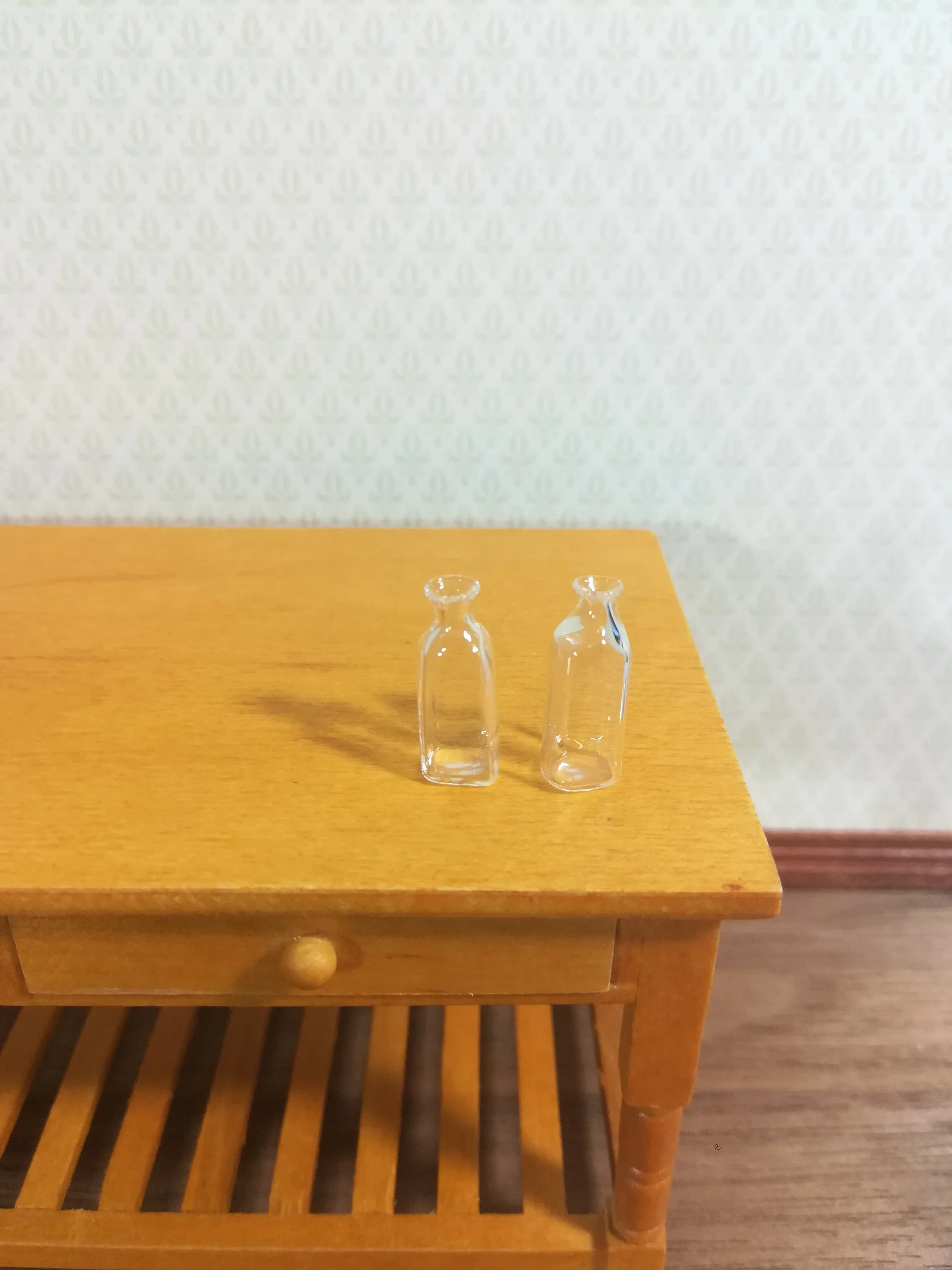 Dollhouse Clear Glass Bud Vases Set of 2 1:12 Scale Miniature - Image 2