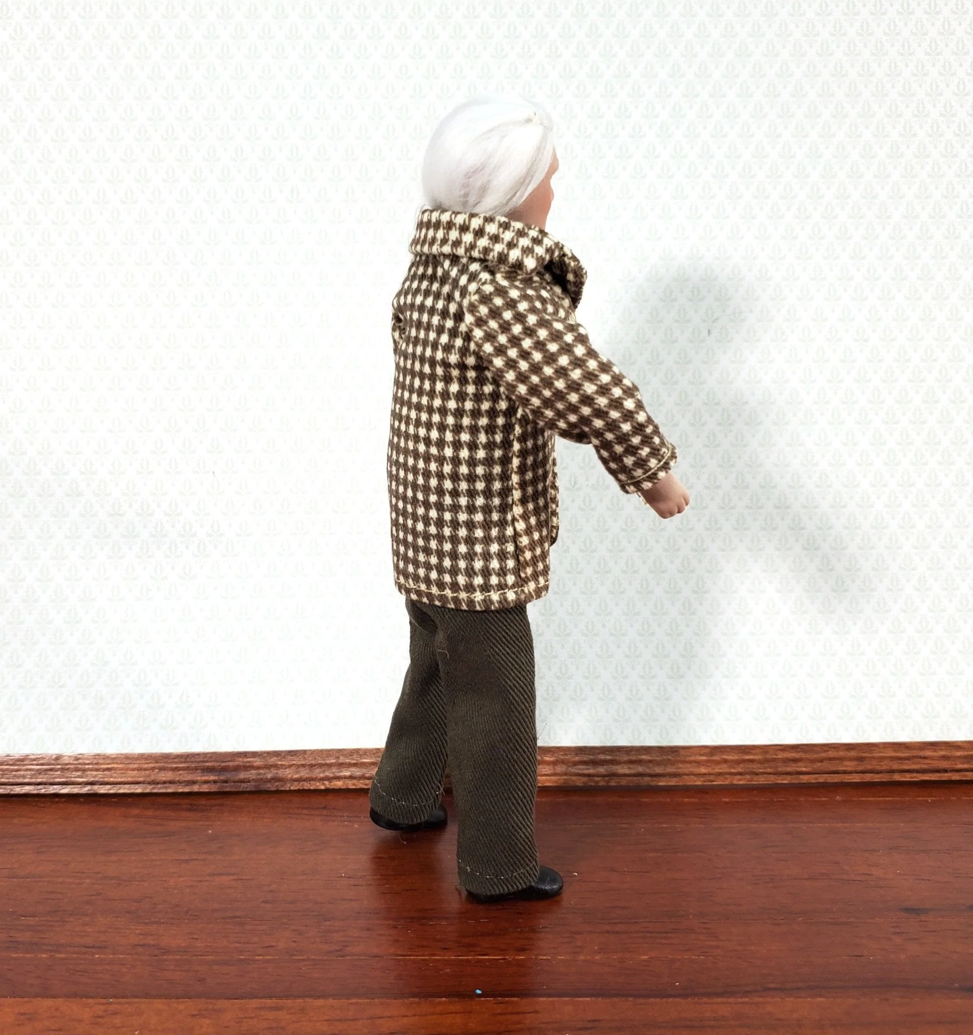 Dollhouse Miniature Grandpa Grandfather Porcelain Doll Modern Style 1:12 Scale - Image 2