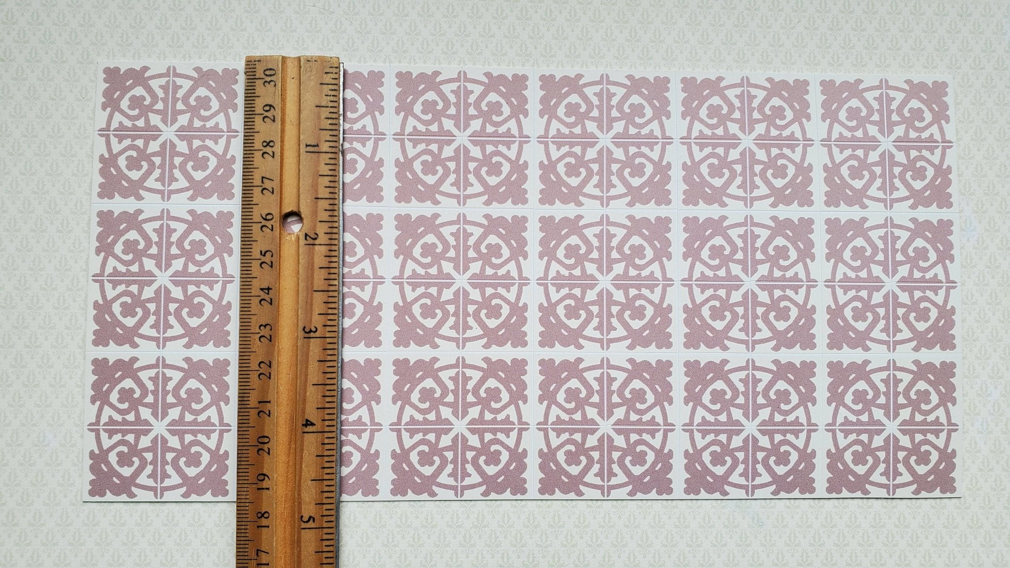Dollhouse Miniature Tile Floor Sheet Muted Maroon 1:12 Scale Break Off Pieces - Image 2