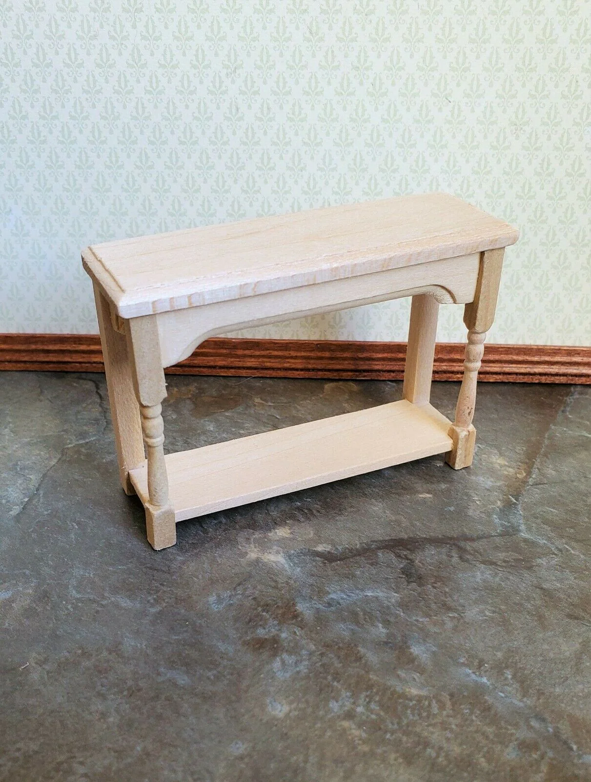 Dollhouse Small Side Table Unpainted Wood 1:12 Scale Miniature Furniture
