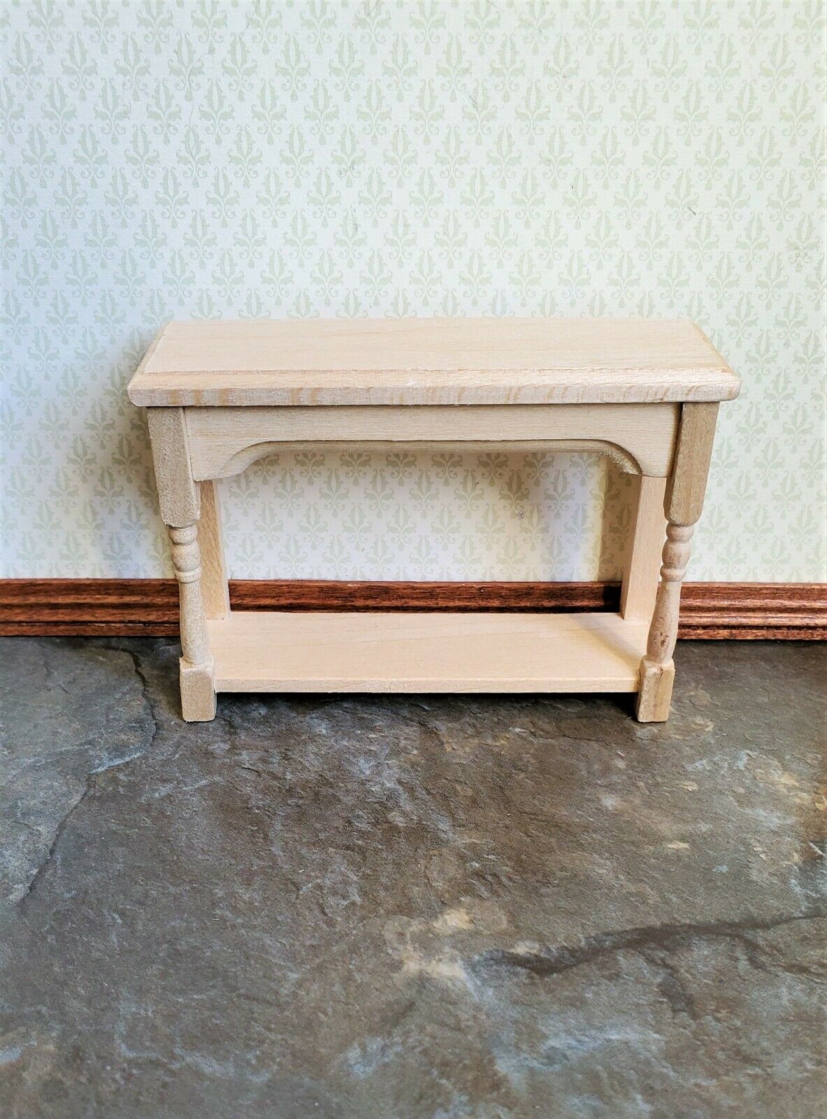 Dollhouse Small Side Table Unpainted Wood 1:12 Scale Miniature Furniture - Image 2