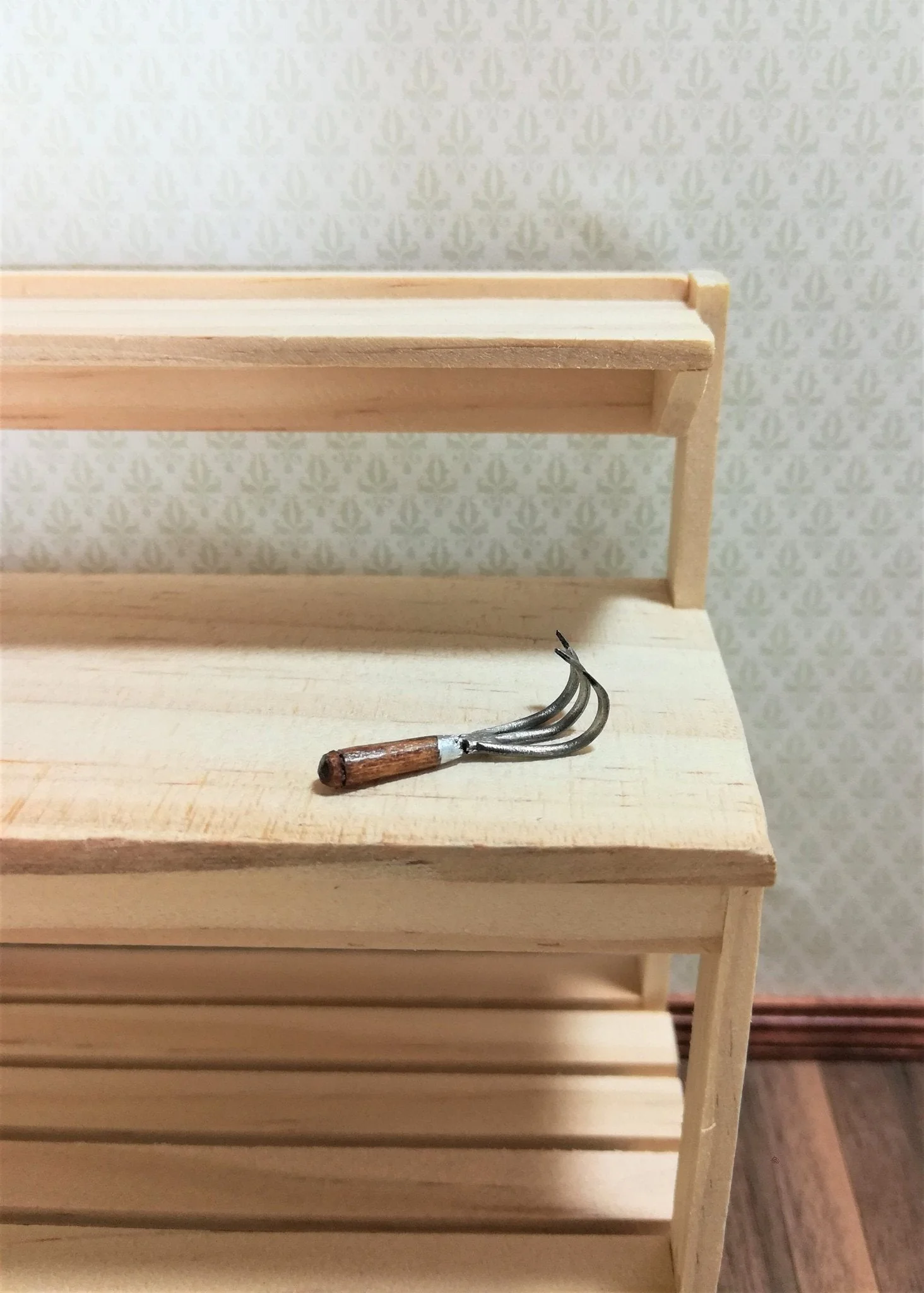 Dollhouse Miniature Hand Cultivator Sir Thomas Thumb 1:12 Scale Garden Tool Rake - Image 3