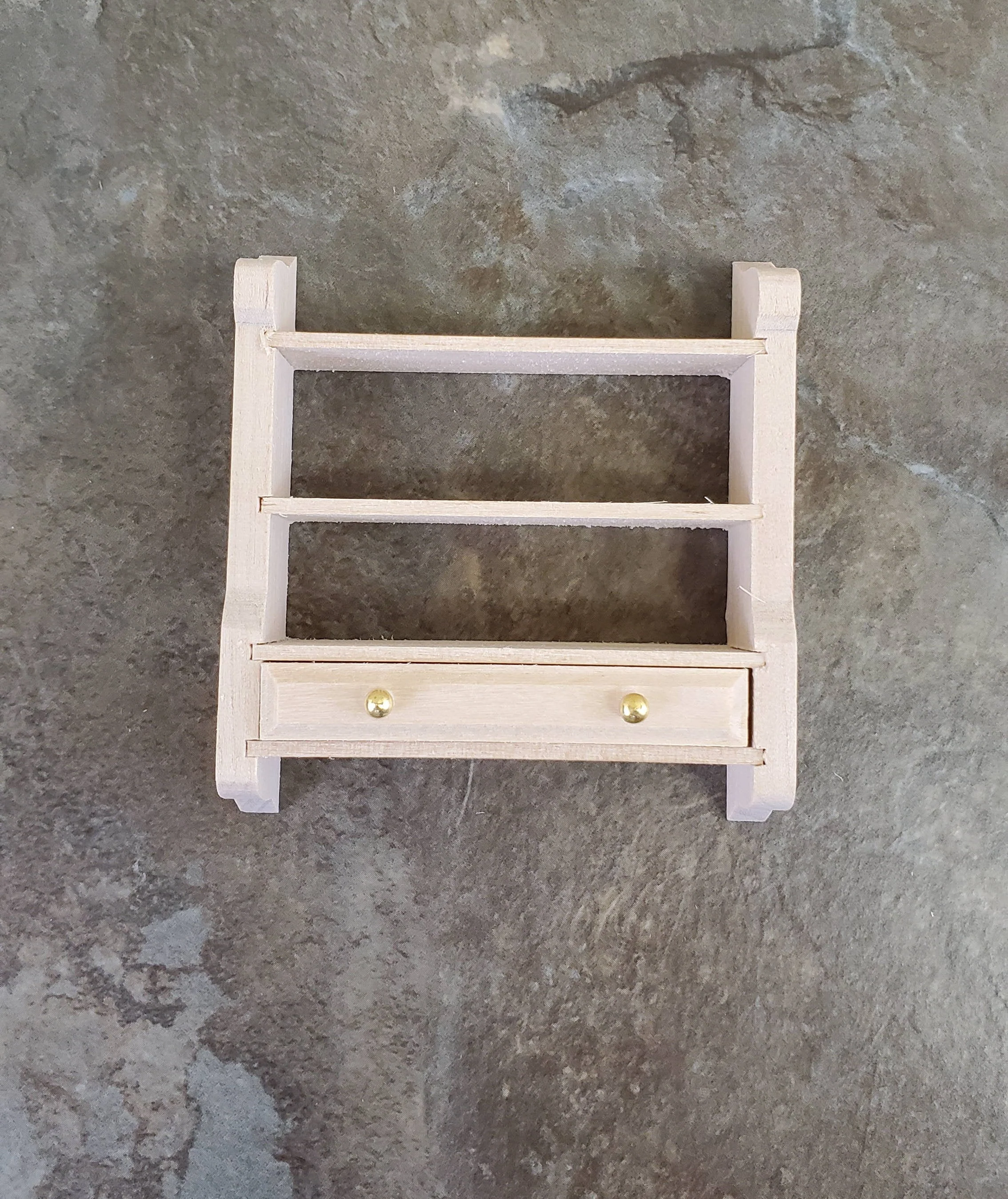 Dollhouse Miniature Hanging Shelf with Drawer 1:12 Scale Furniture Unpainted Wood