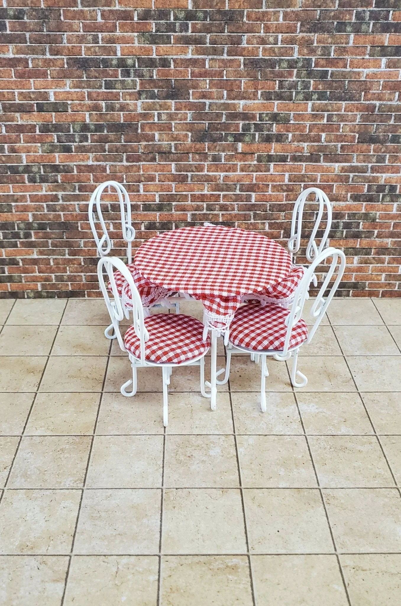 Dollhouse Miniature Ice Cream Parlor Patio Set Table 2 Chairs 1:12 Scale Fairy Garden Bistro - Image 2