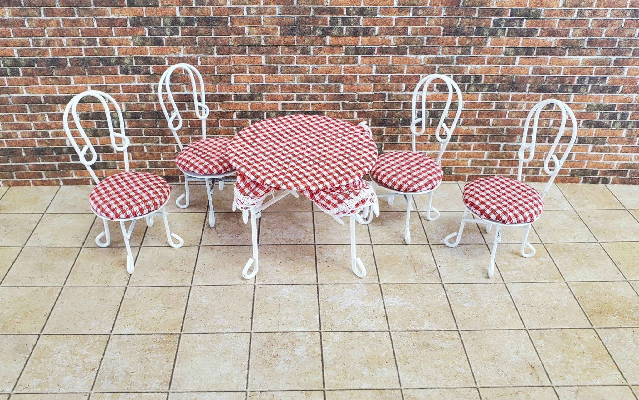 Dollhouse Miniature Ice Cream Parlor Patio Set Table 2 Chairs 1:12 Scale Fairy Garden Bistro - Image 4