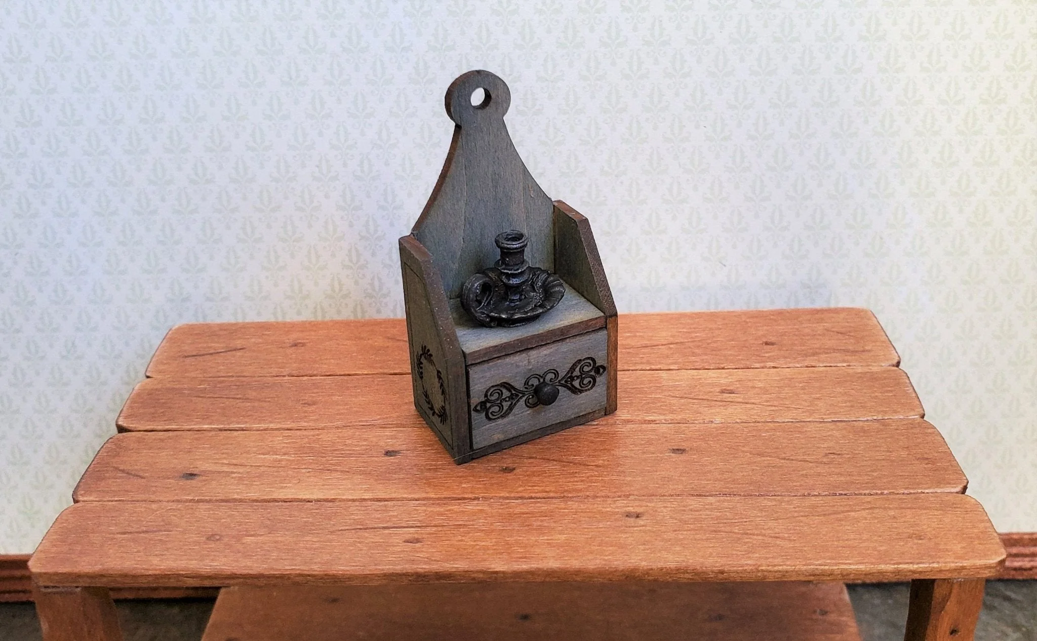 Dollhouse Miniature KIT Candle Box Shelf with Drawer DIY KIT 1:12 Scale - Image 4