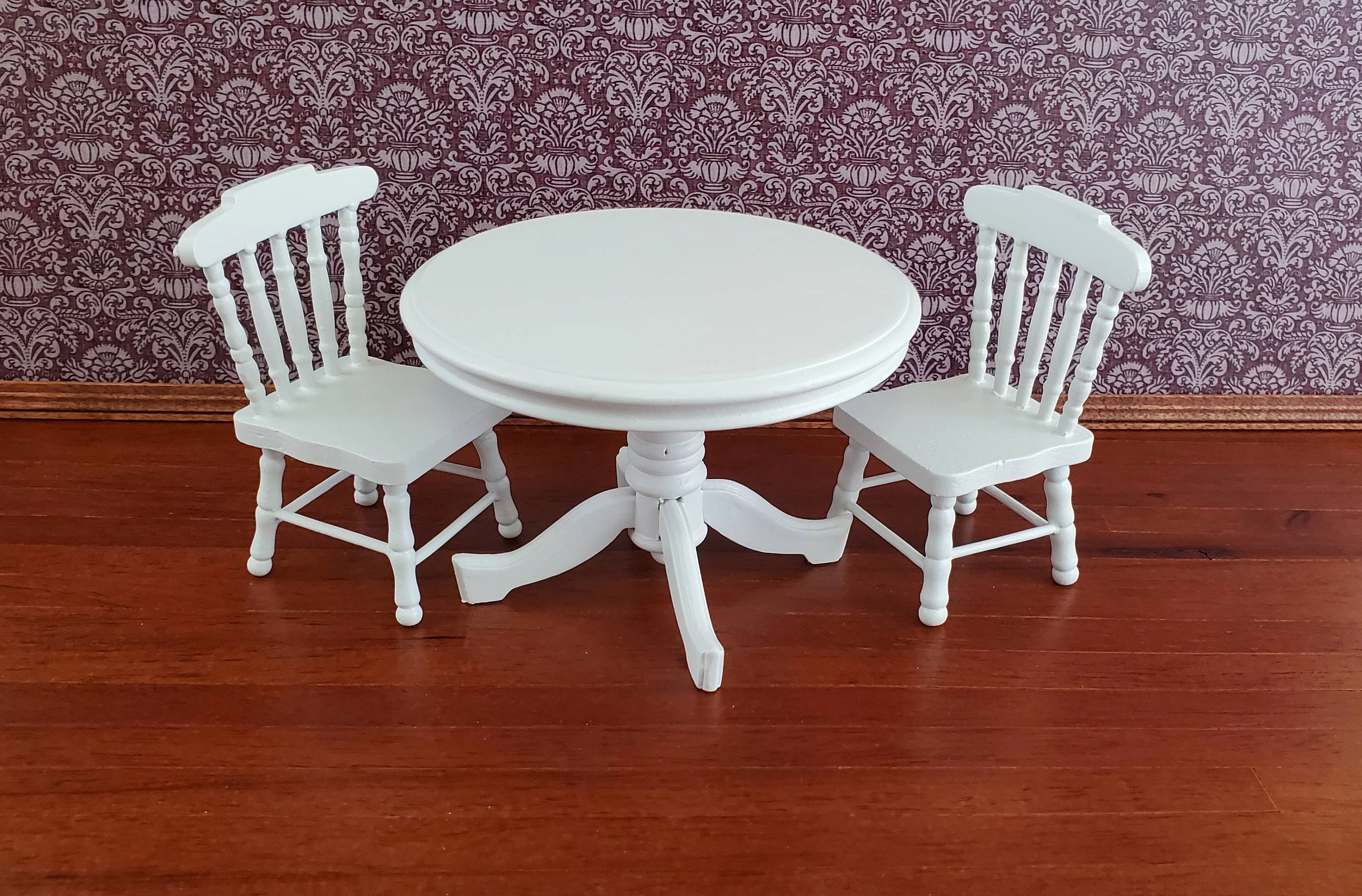 Dollhouse Miniature Kitchen Chair Spindle Back White Finish Wood 1:12 Scale Furniture - Image 5